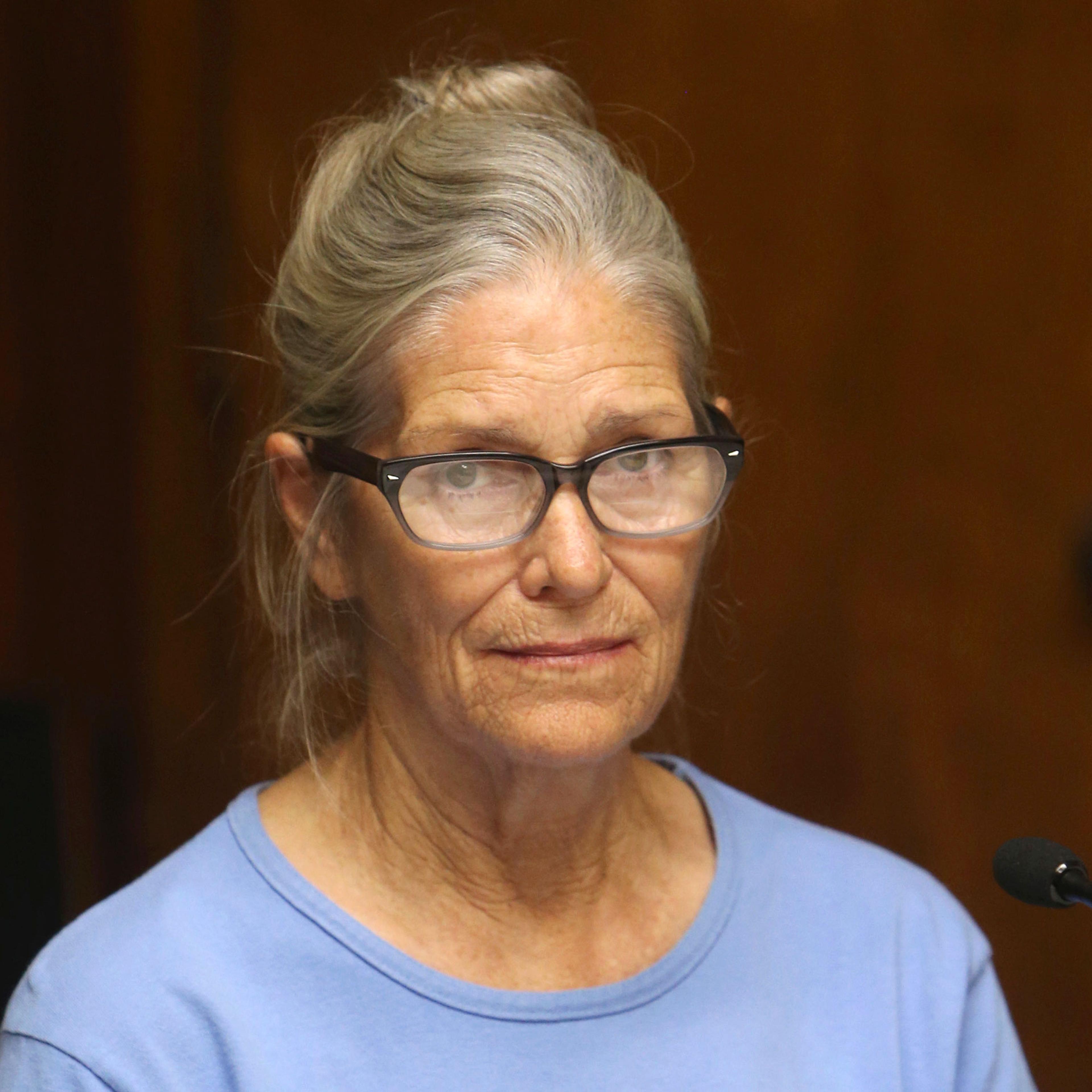 Leslie Van Houten attends her parole hearing at the California Institution for Women in Corona, Calif., on Sept. 6, 2017.