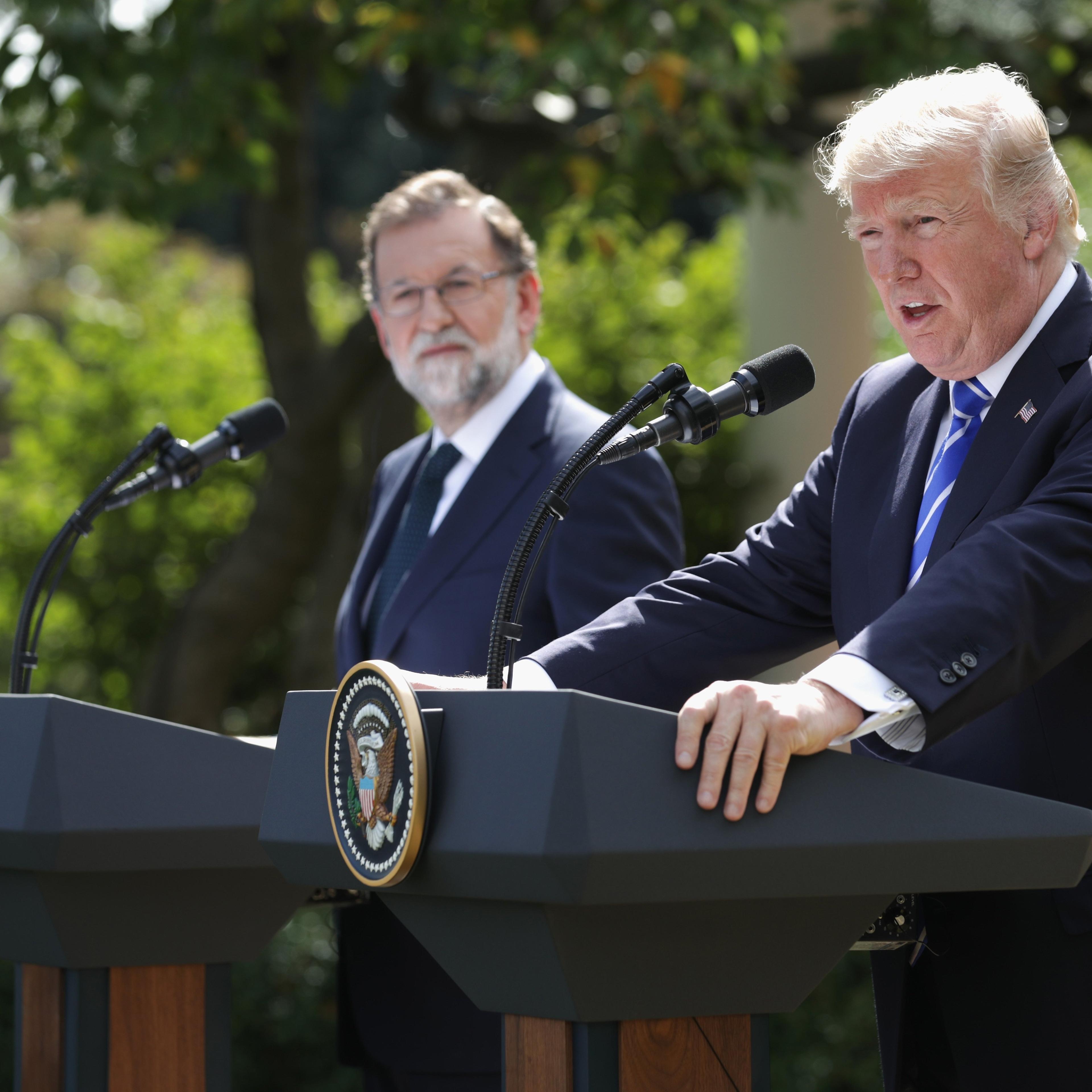 President Trump Holds Joint Press Conference With Prime Minister Of Spain