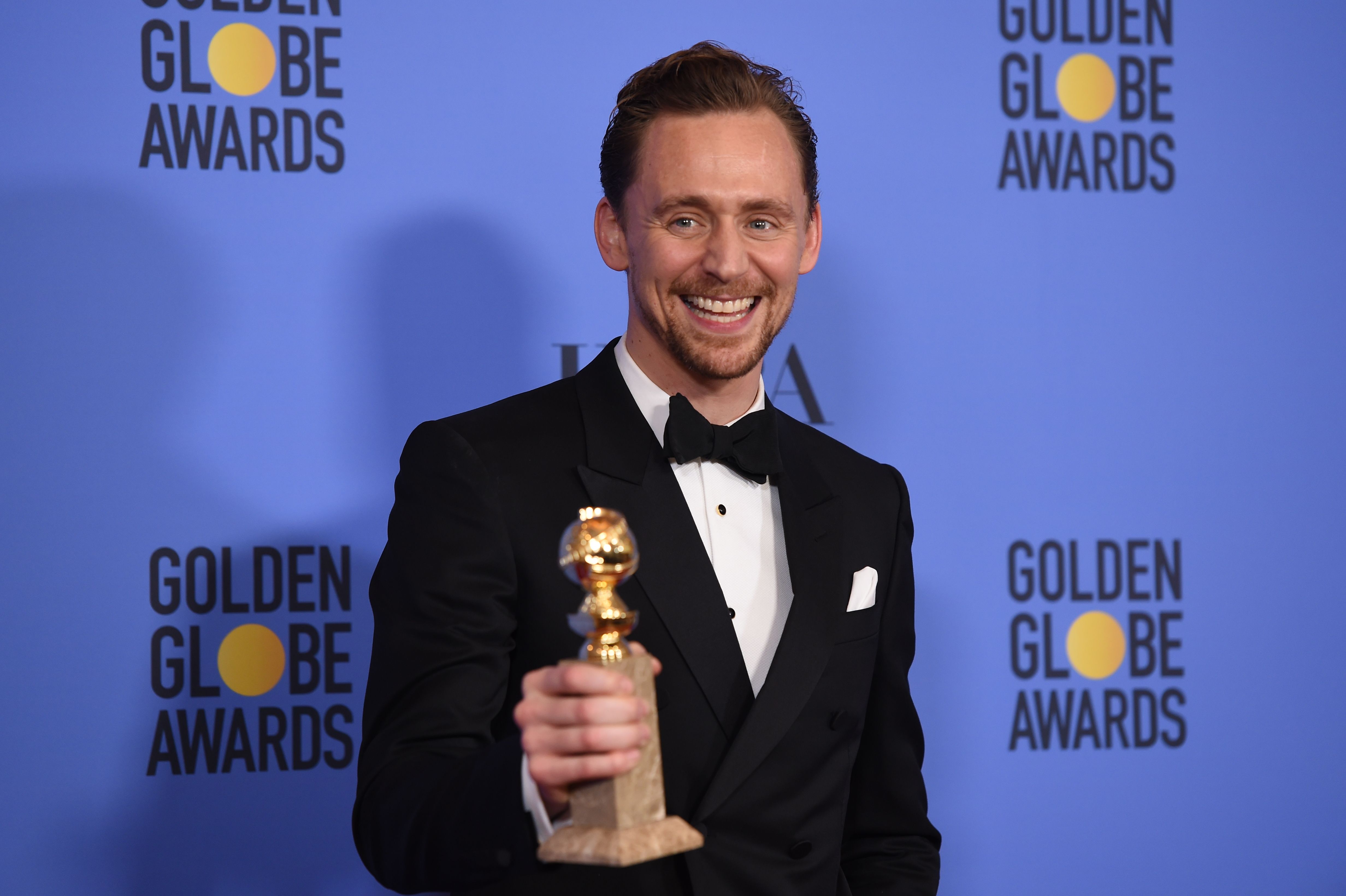 Actor Tom Hiddleston poses in the press room during the 74th Annual Golden Globe Awards at The Beverly Hilton Hotel on January 8, 2017 in Beverly Hills, California.