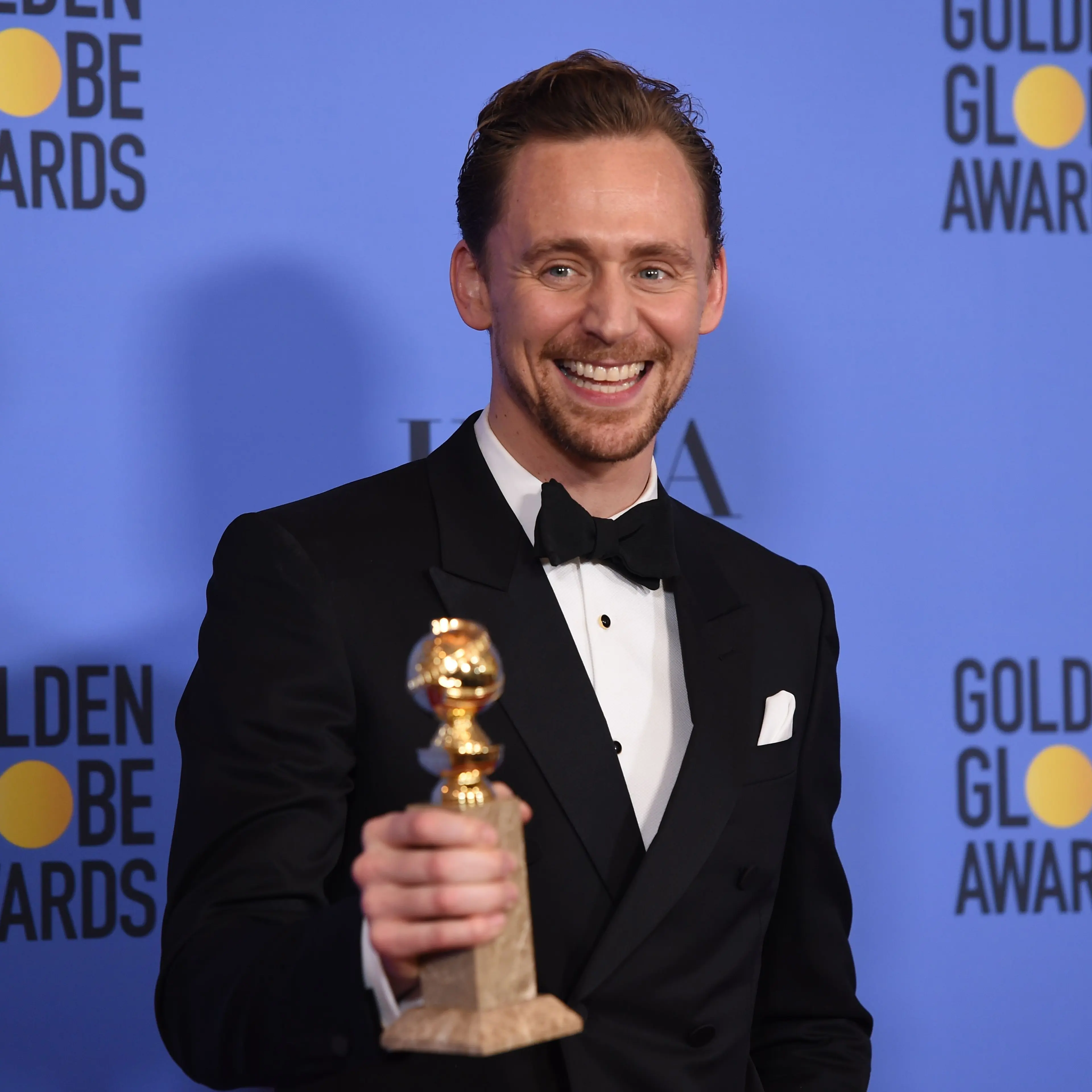 Actor Tom Hiddleston poses in the press room during the 74th Annual Golden Globe Awards at The Beverly Hilton Hotel on January 8, 2017 in Beverly Hills, California.