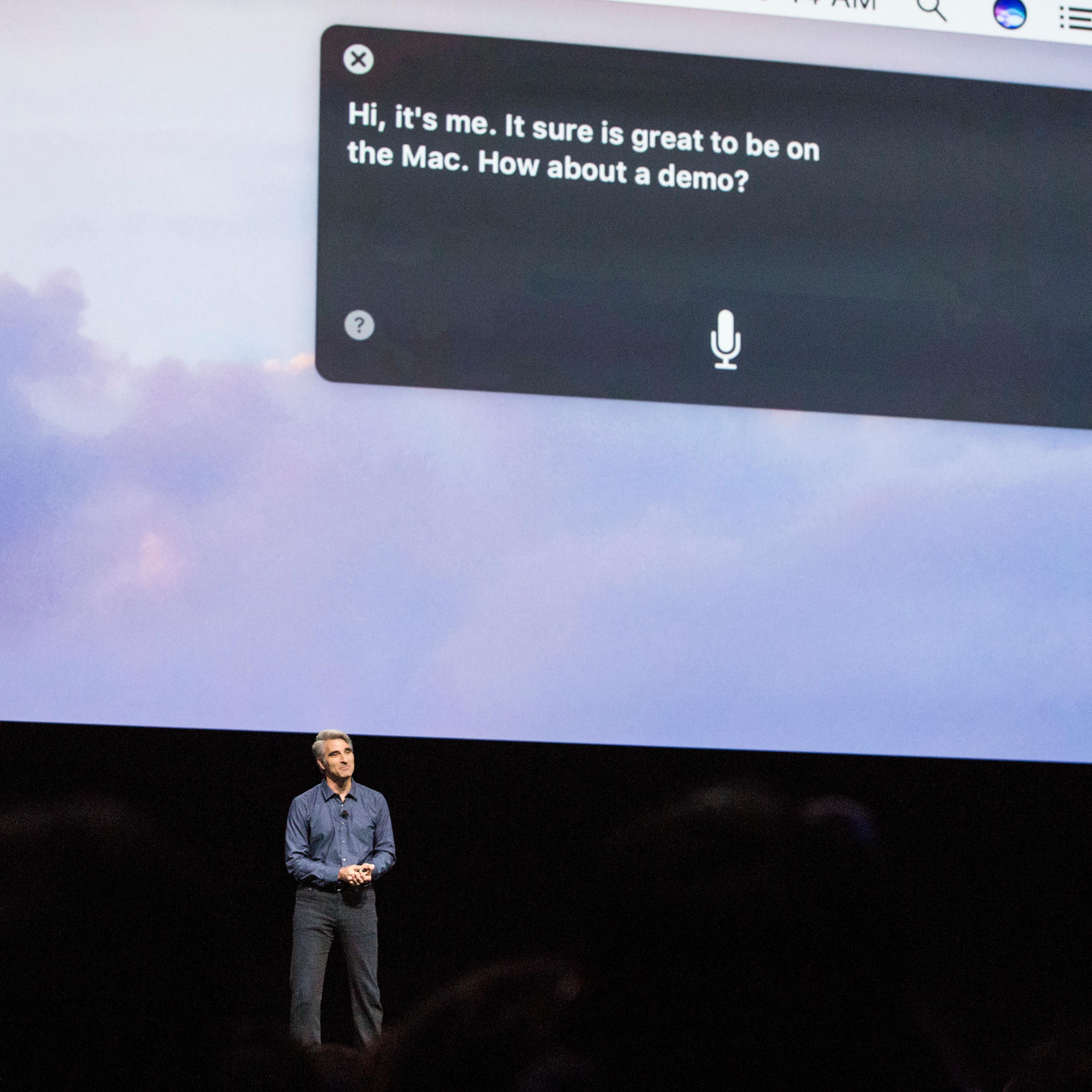 Craig Federighi, Apple's senior vice president of Software Engineering, introduces the new macOS Sierra software at an Apple event at the Worldwide Developer's Conference in San Francisco on June 13, 2016.