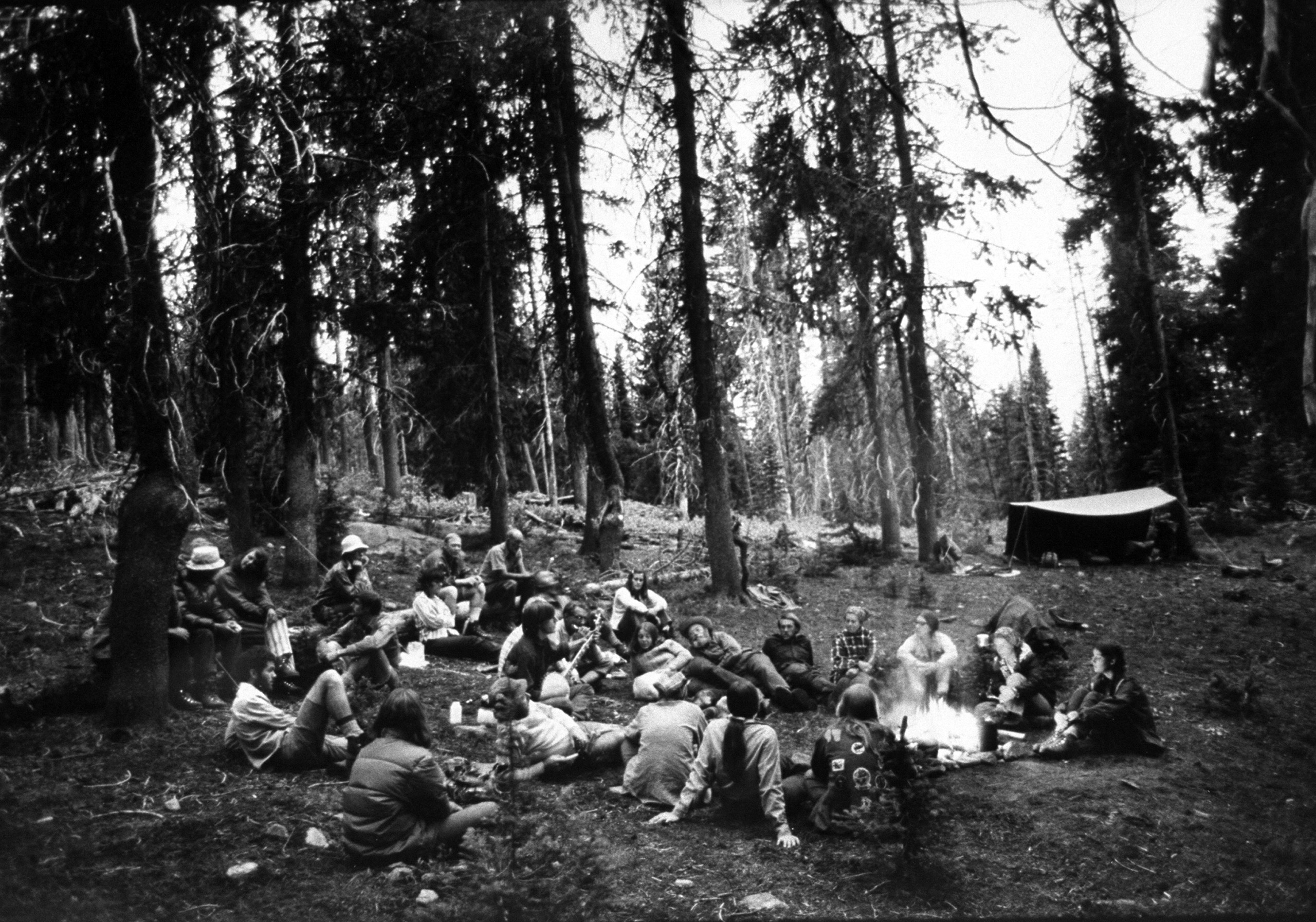 Mental patients camping in Oregon in 1972.