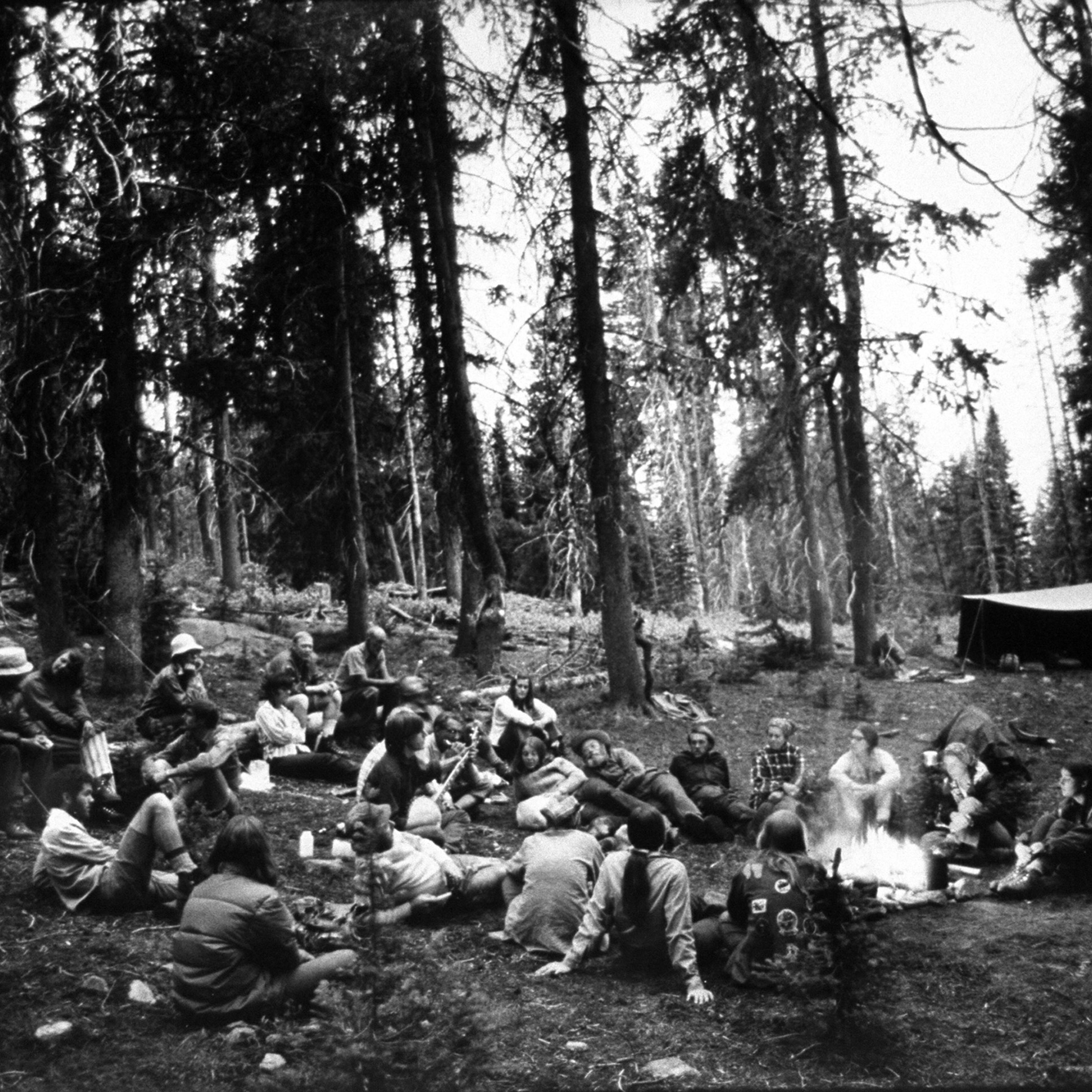 Mental patients camping in Oregon in 1972.