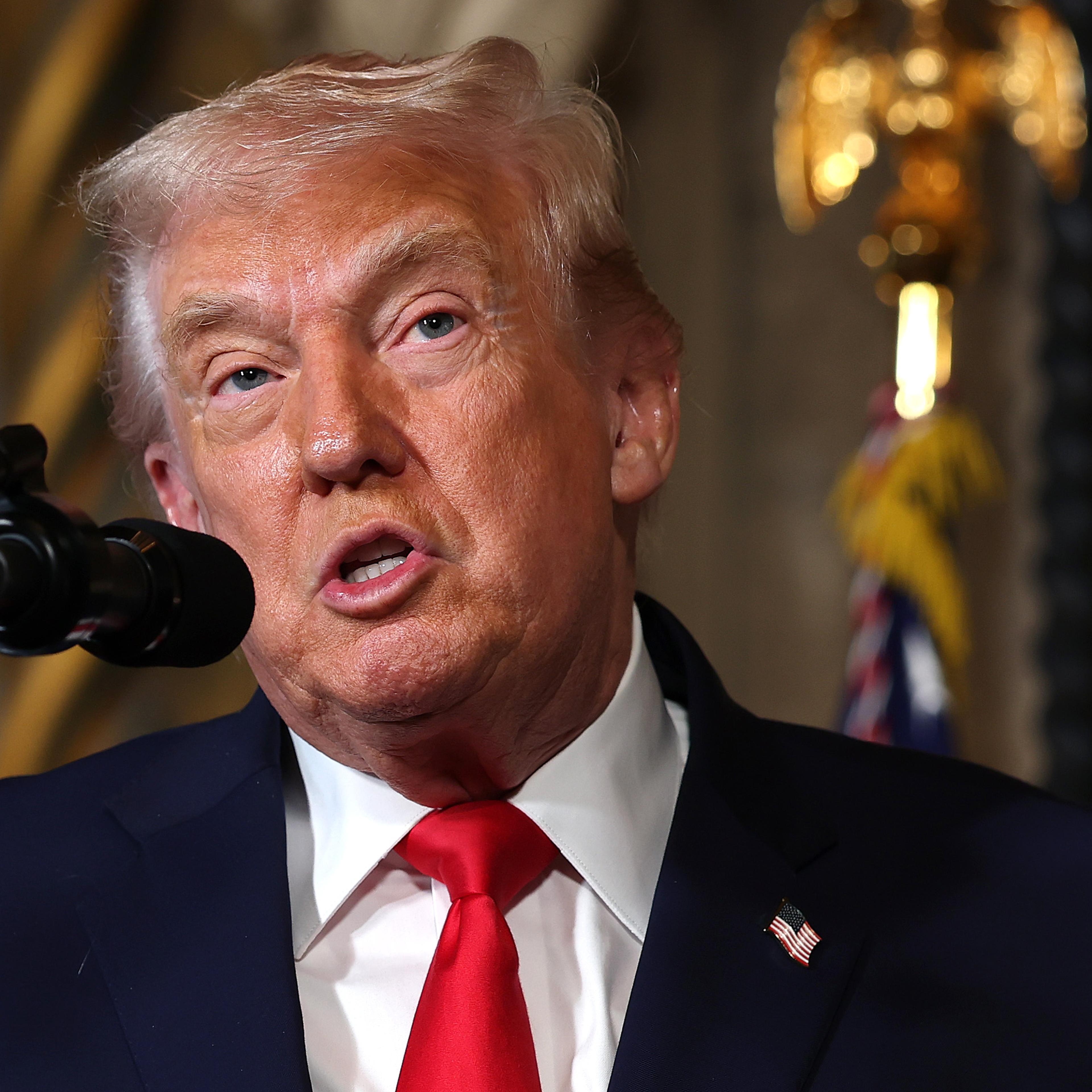 President Trump, With Secretaries Of Navy And War, Makes An Announcement From His Mar-a-Lago Resort In Florida