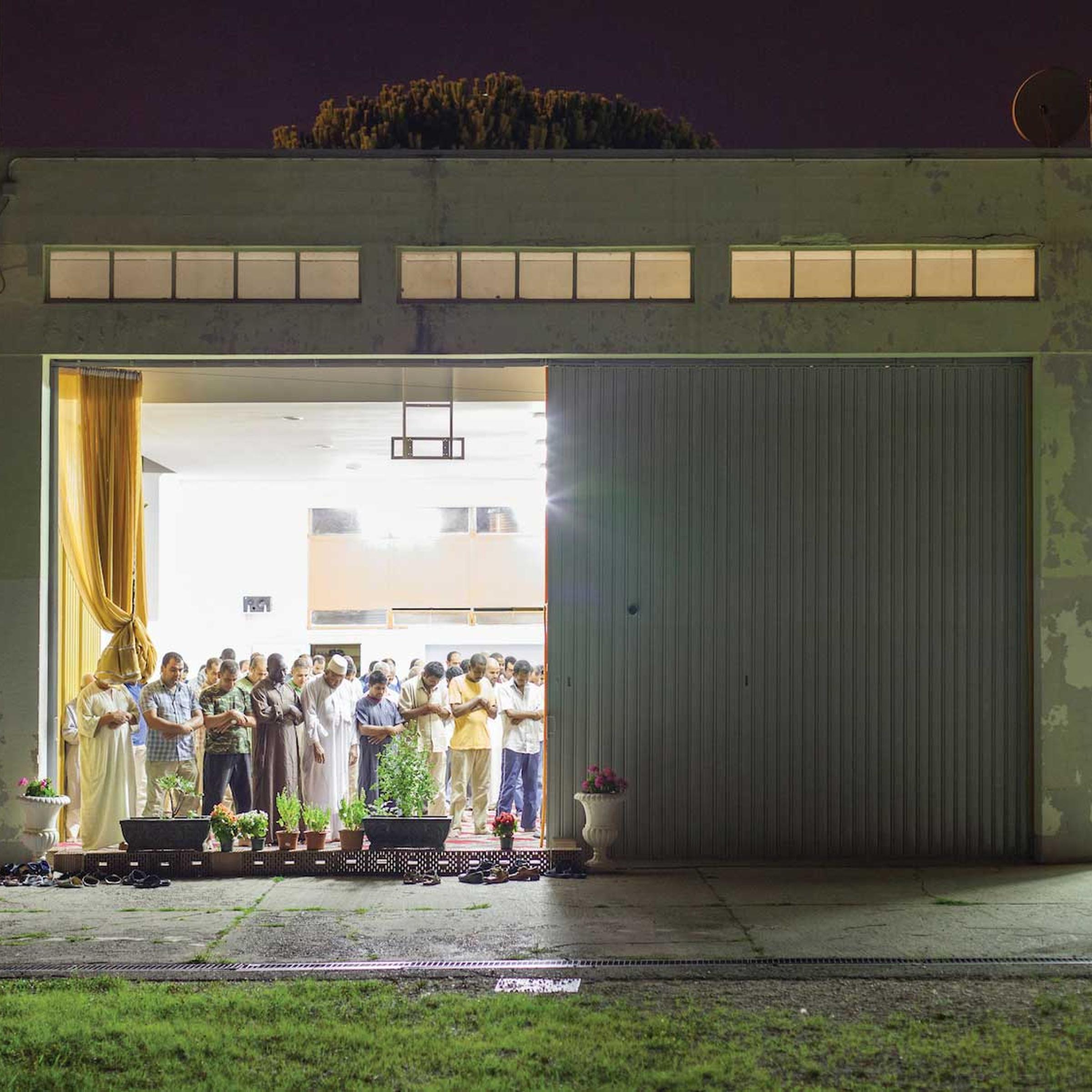 A warehouse used as makeshift place of worship for Muslims in the Province of Udine, Italy.