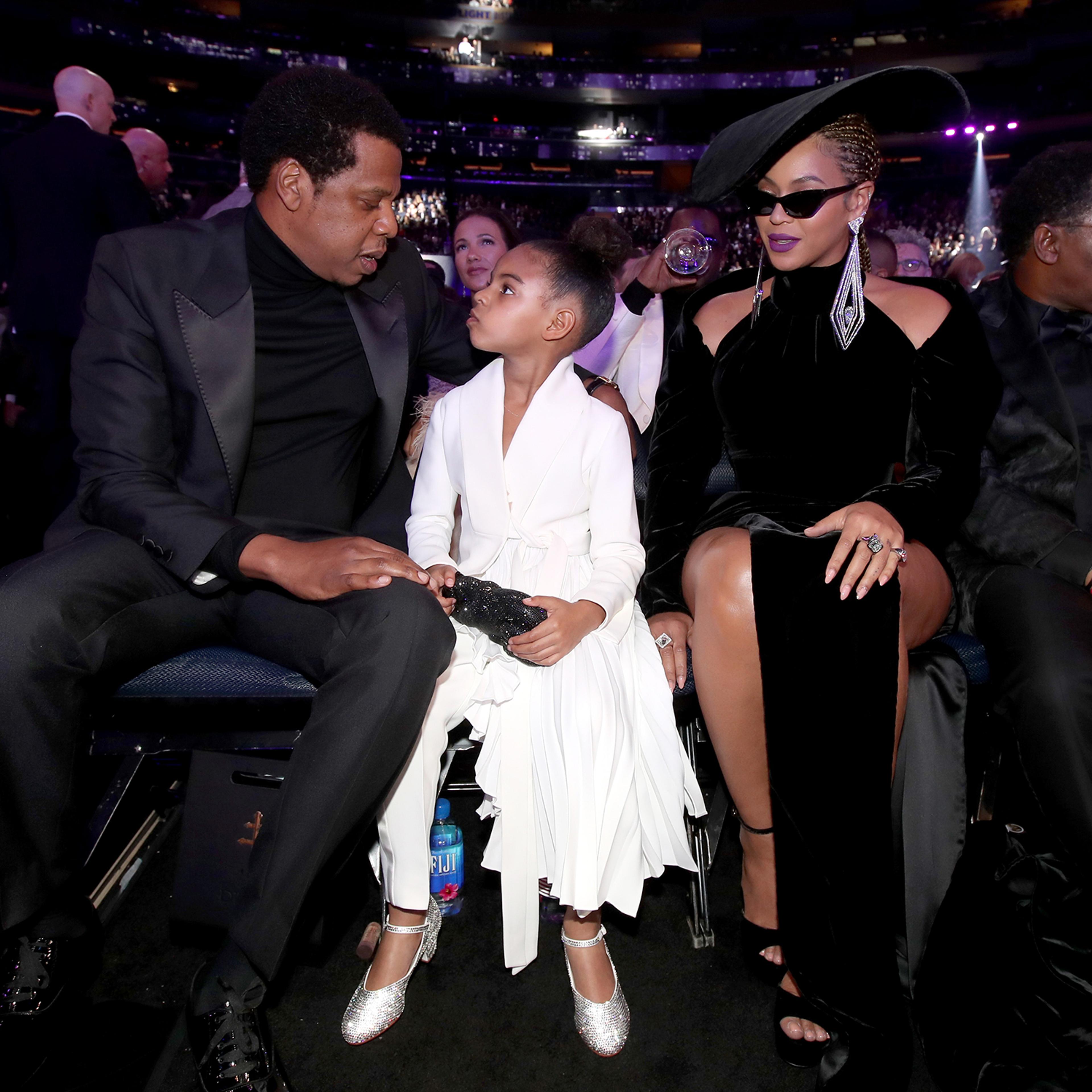 Jay-Z, Blue Ivy and Beyonce at the 2018 Grammys