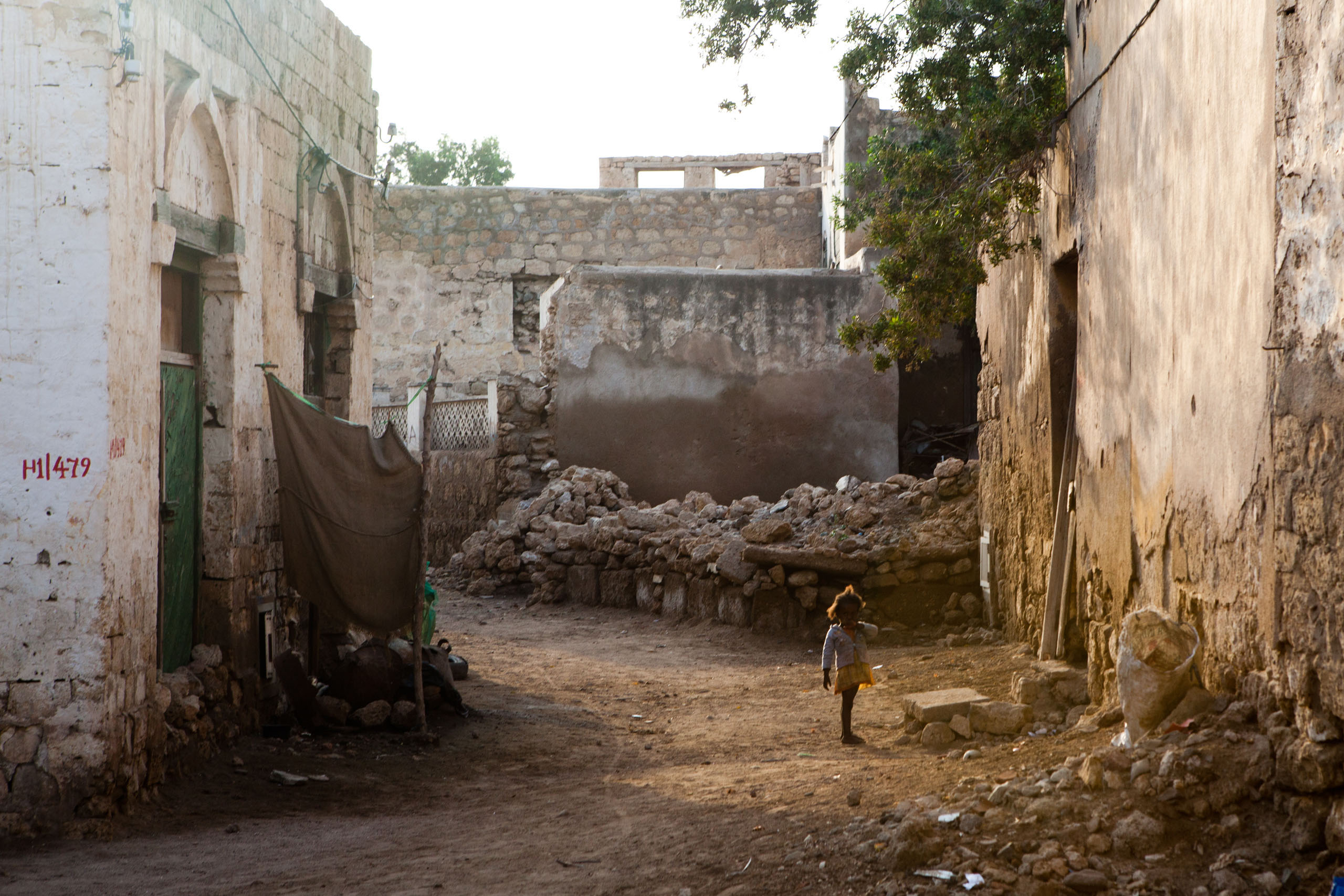 Streets damaged during war time in Massawa.