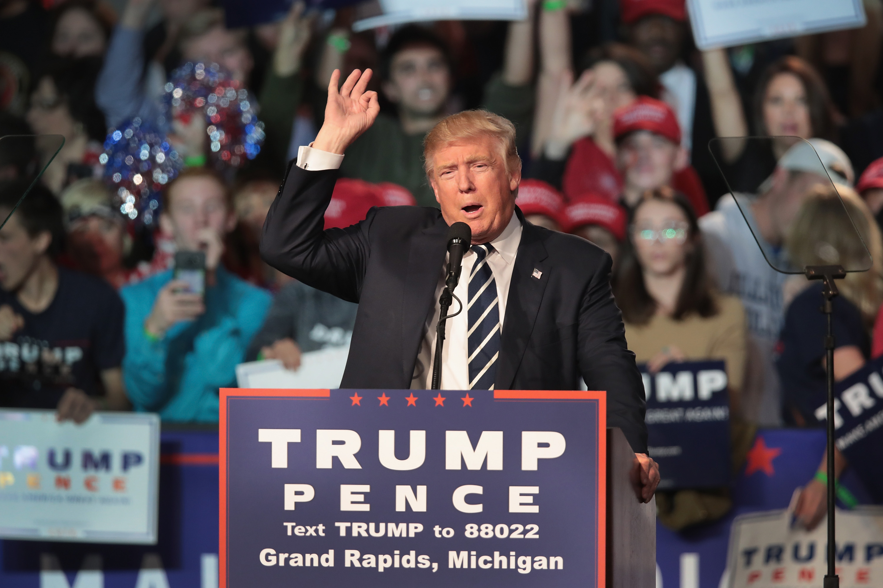 Donald Trump And Mike Pence Hold Final Campaign Rally In Grand Rapids, MI