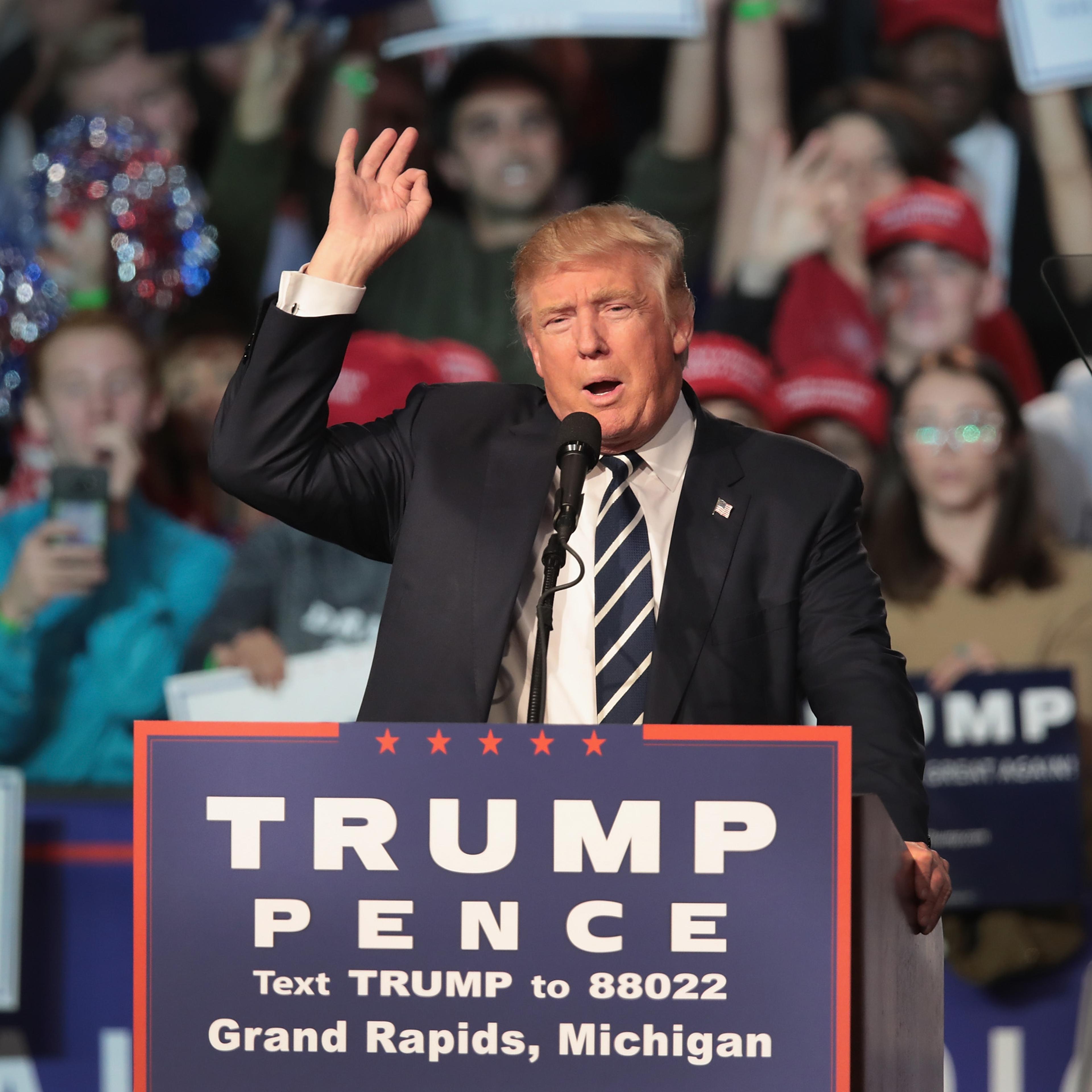 Donald Trump And Mike Pence Hold Final Campaign Rally In Grand Rapids, MI