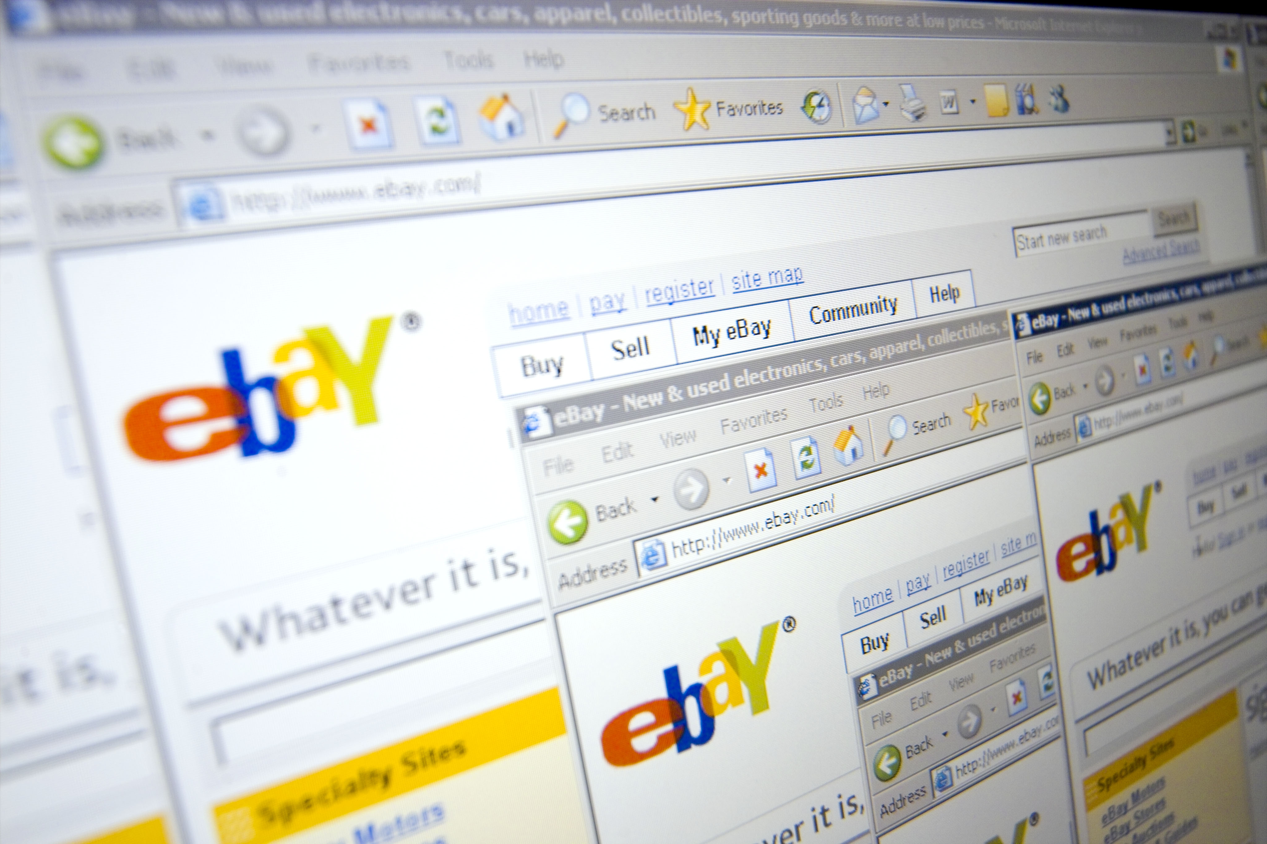 A screen shot of the EBay logo taken in London, U.K. is repe