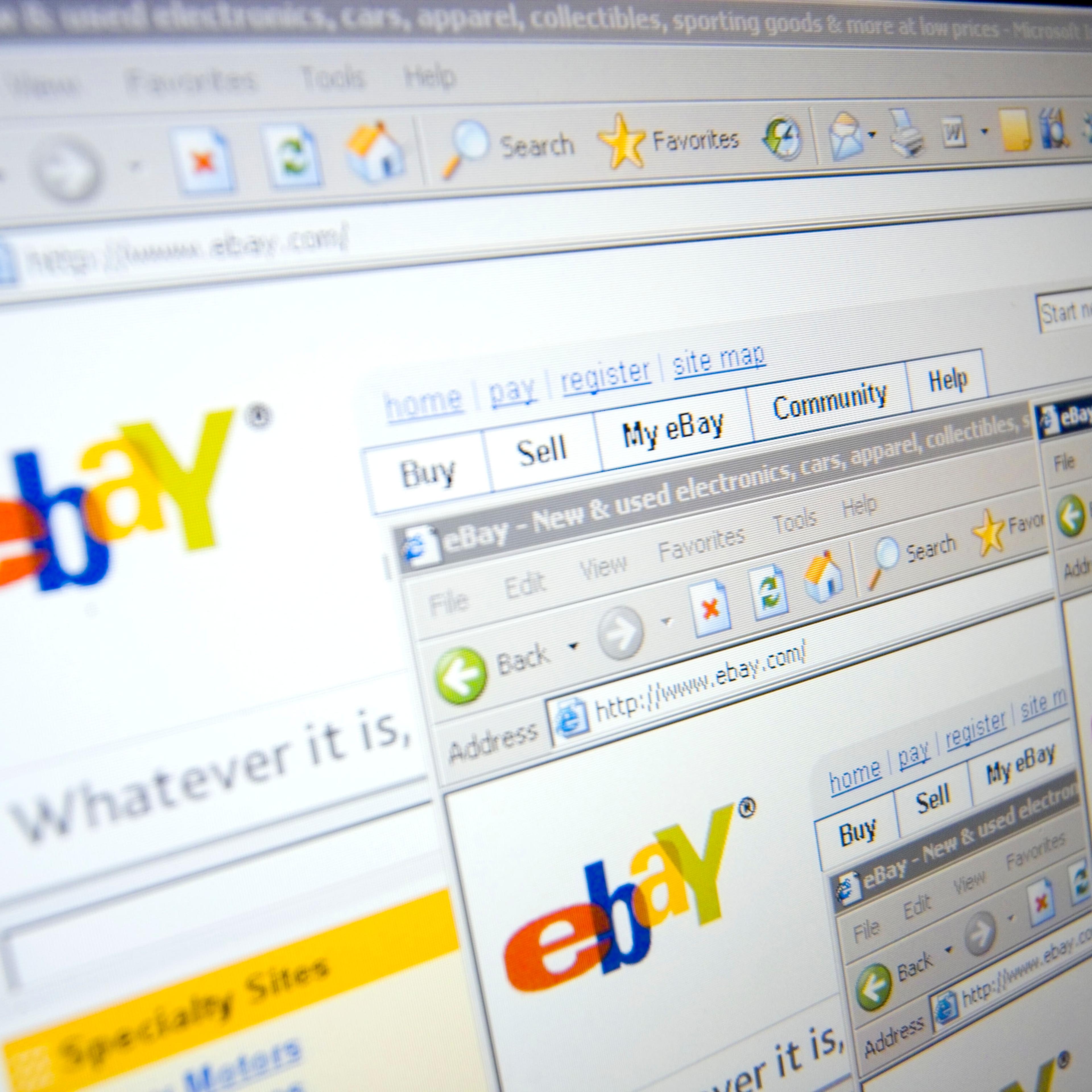 A screen shot of the EBay logo taken in London, U.K. is repe
