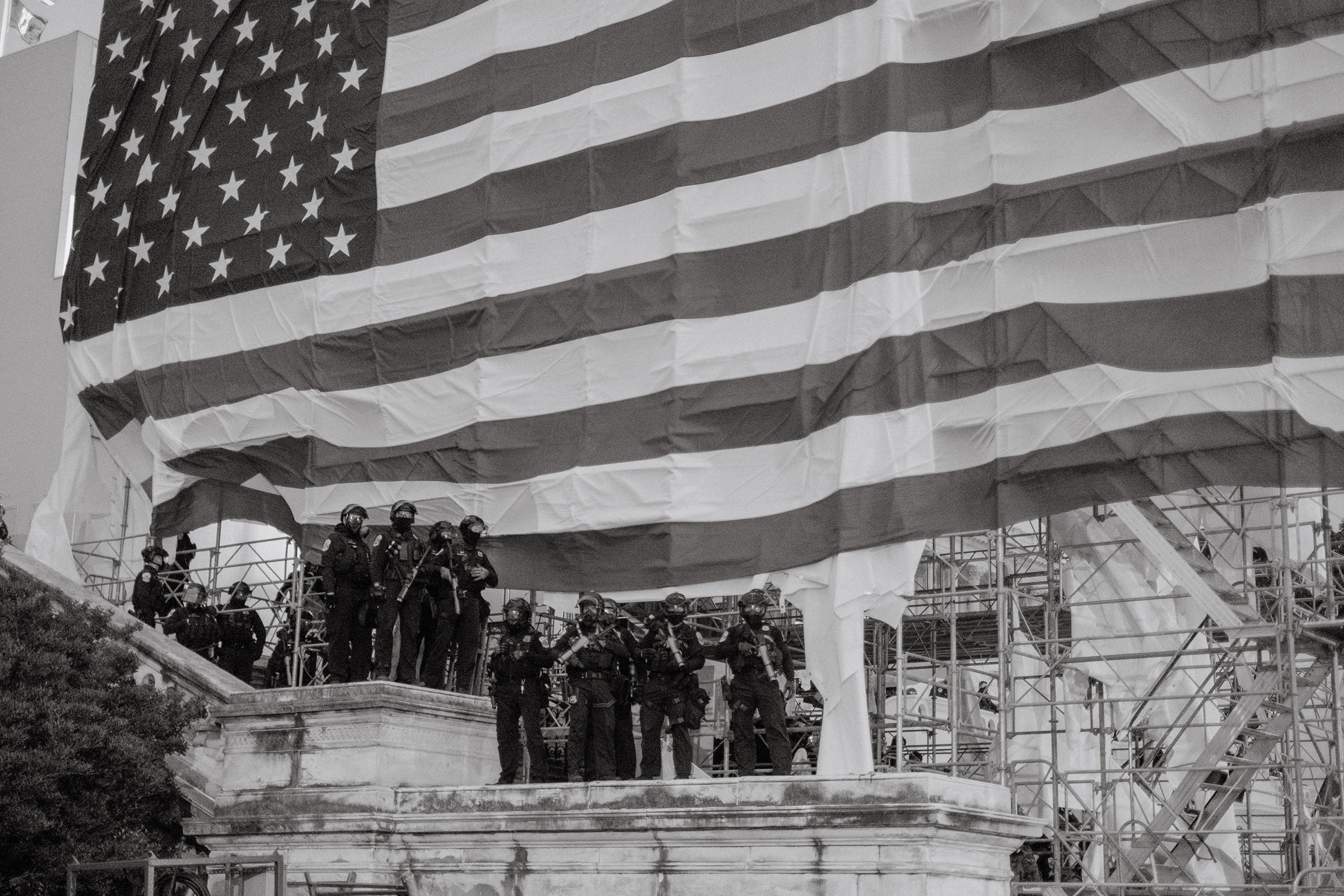Washington DC - January 6, 2021: Supporters of President Donald Trump are seen during a protest rally calling for the decertification of Electoral College votes claiming a conspiracy theory, that has been debunked, that the general presidential election 