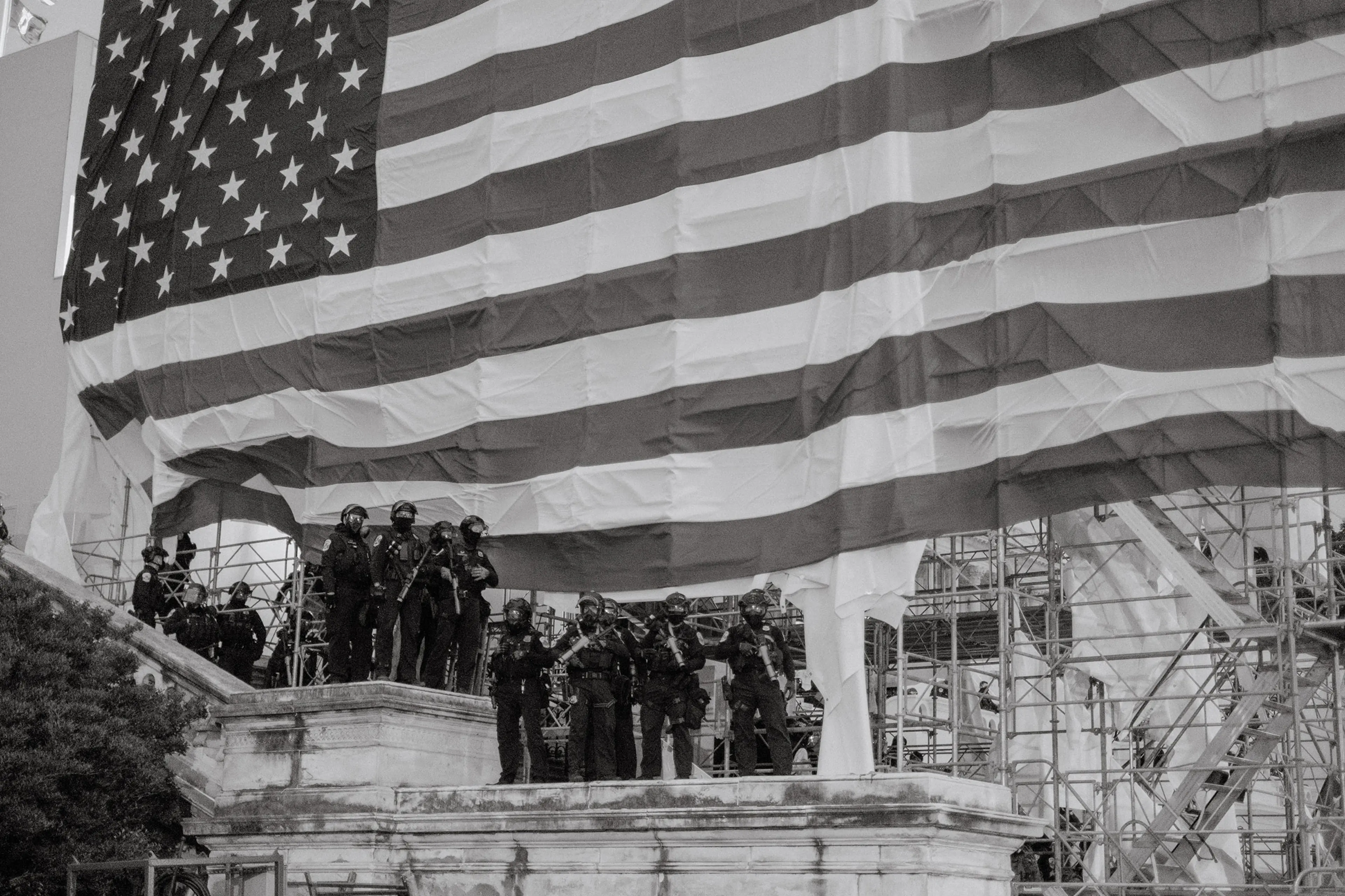 Washington DC - January 6, 2021: Supporters of President Donald Trump are seen during a protest rally calling for the decertification of Electoral College votes claiming a conspiracy theory, that has been debunked, that the general presidential election