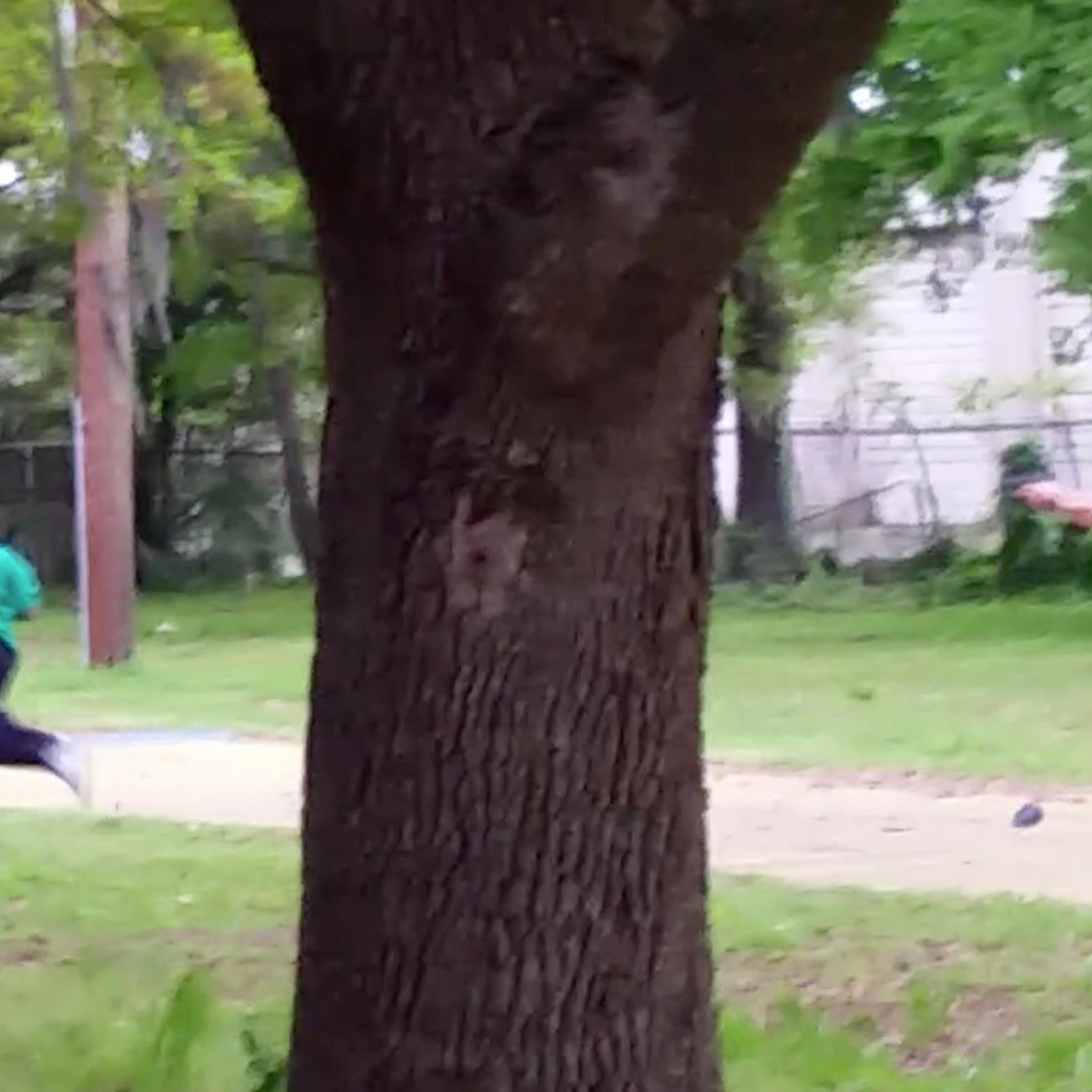 In this April 4, 2015, frame from video provided by Attorney L. Chris Stewart, Walter Scott runs away from city patrolman Michael T. Slager (R) in North Charleston, S.C.