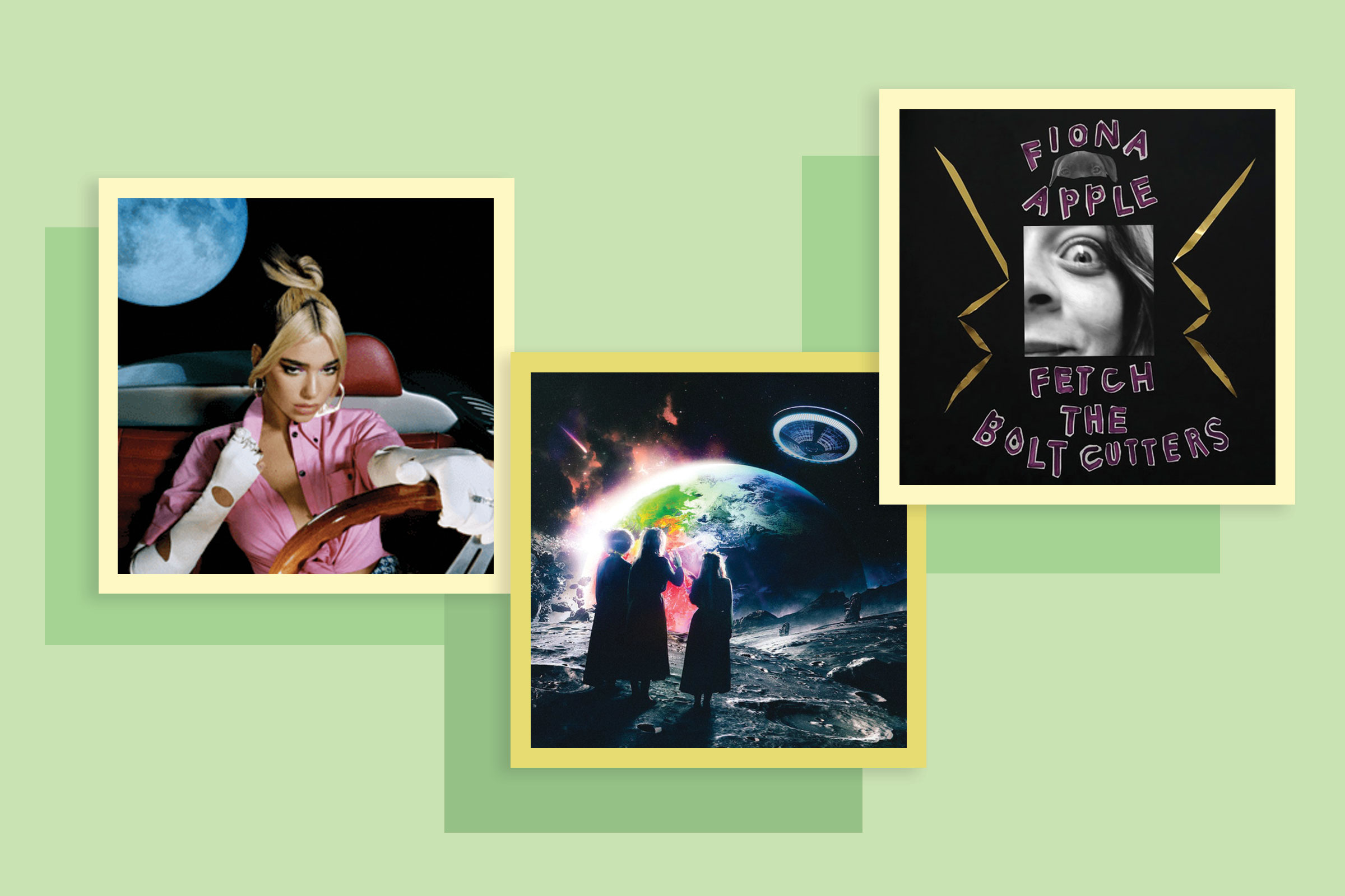Dua Lipa, <em>Future Nostalgia</em>; Lil Uzi Vert, <em>Eternal Atake</em>; Fiona Apple, <em>Fetch the Bolt Cutters</em>