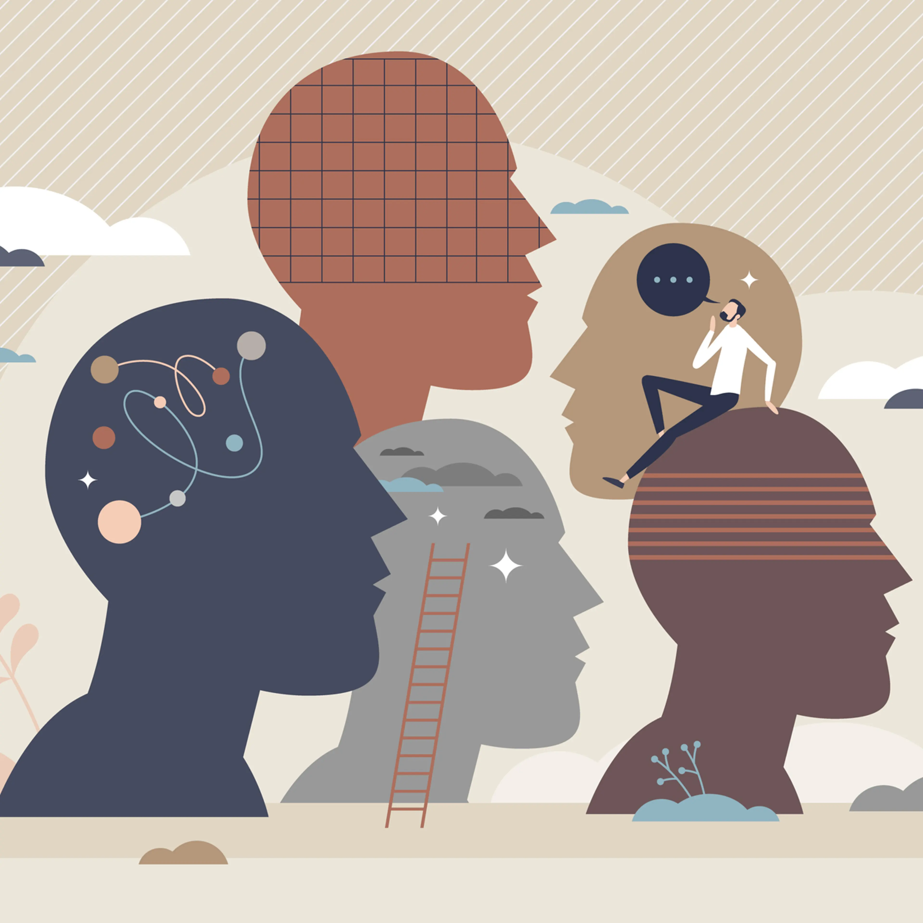 Neurodiversity as human mind variation and differences tiny person concept