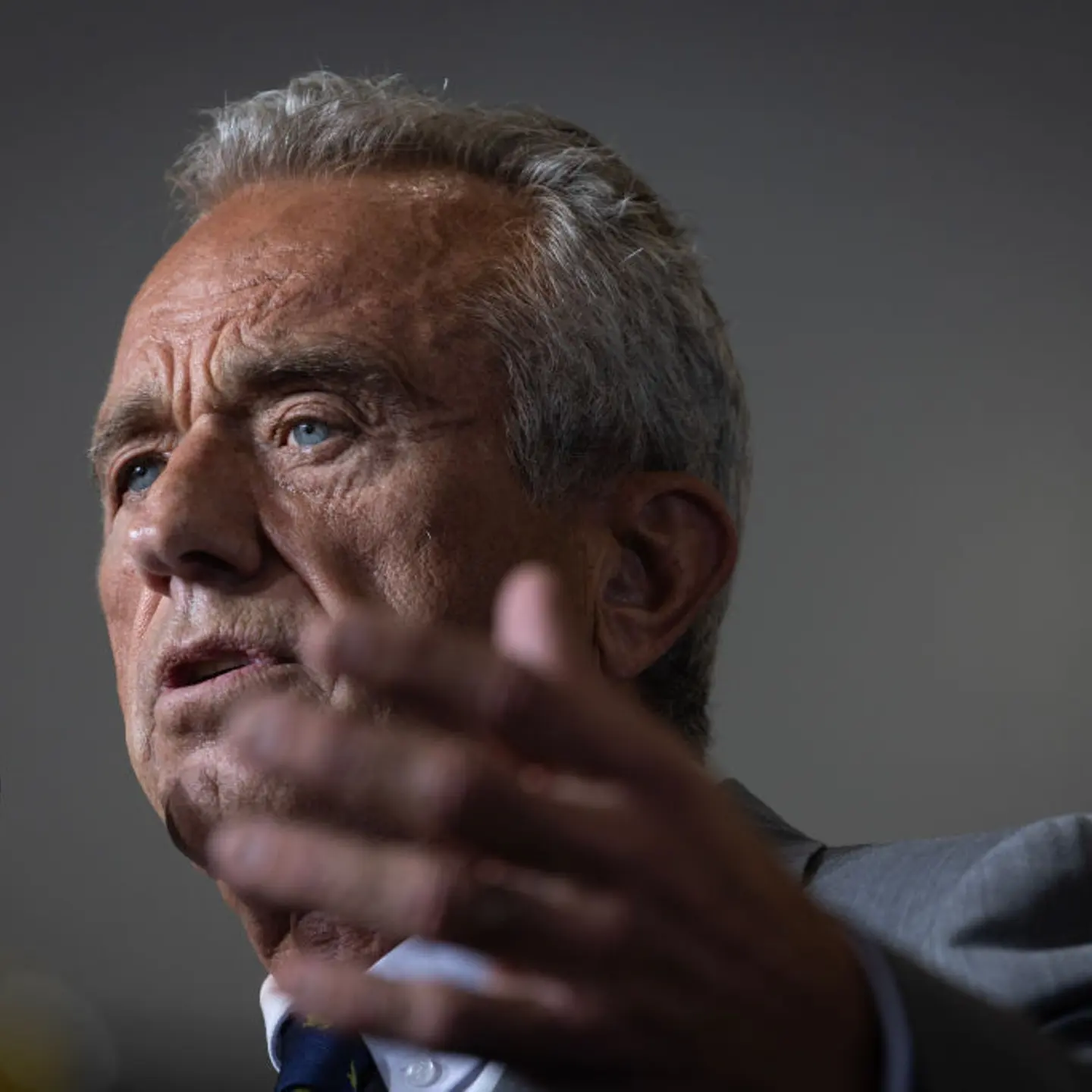 Former presidential candidate Robert F. Kennedy Jr. speaks during a campaign event hosted by Republican presidential nominee former President Donald Trump at the Falk Productions manufacturing facility in Walker, Mich. on on Sept. 27, 2024.