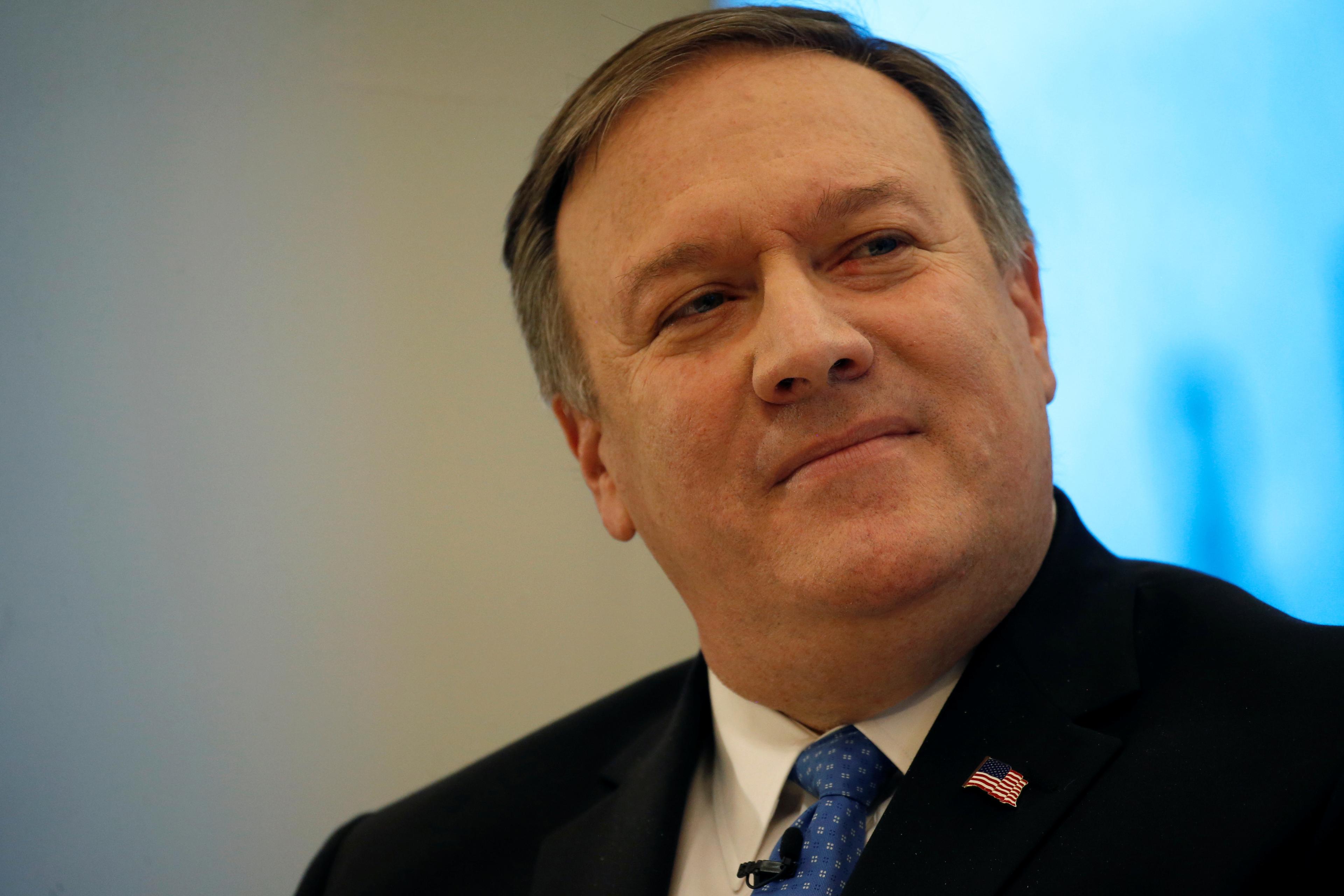 FILE PHOTO: CIA Director Pompeo speaks at the American Enterprise Institute in Washington