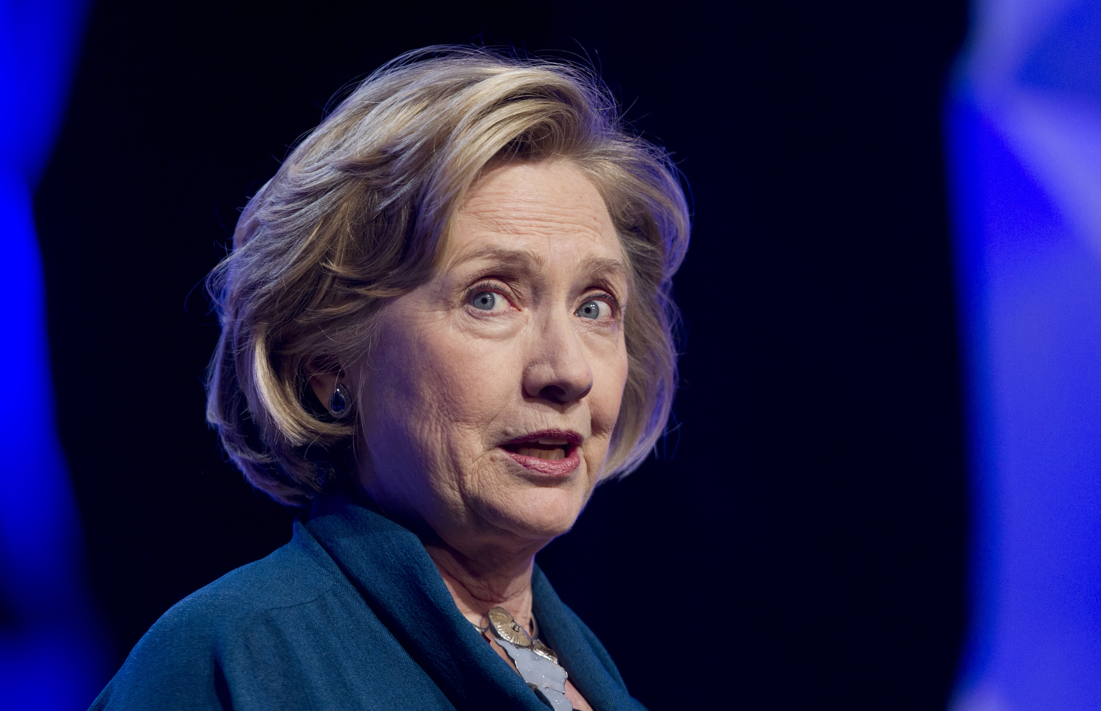 Former U.S. Secretary of State Clinton speaks to members of the Institute of Scrap Recycling Industries during their annual convention in Las Vegas