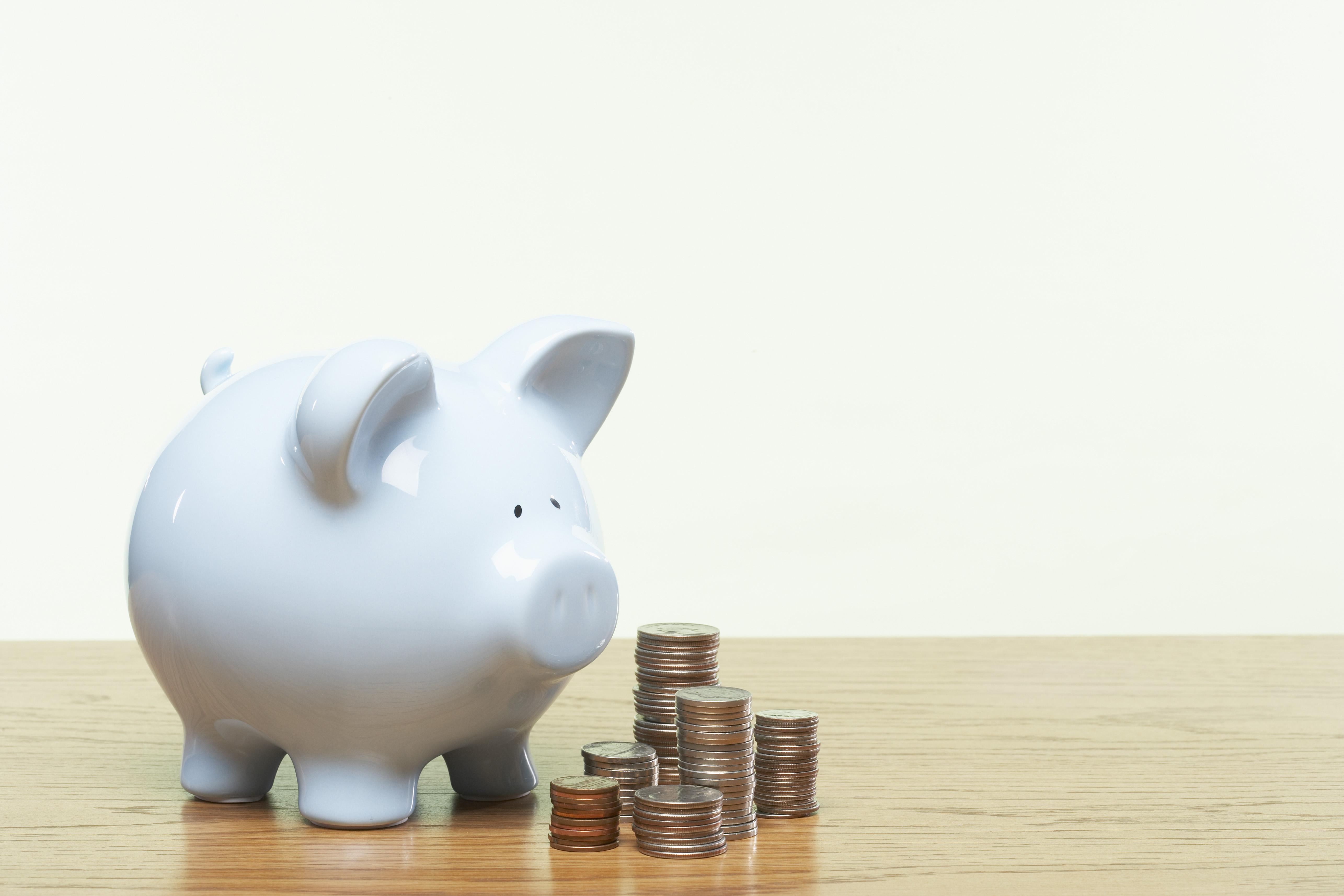 Piggy Bank and Stack of Coins