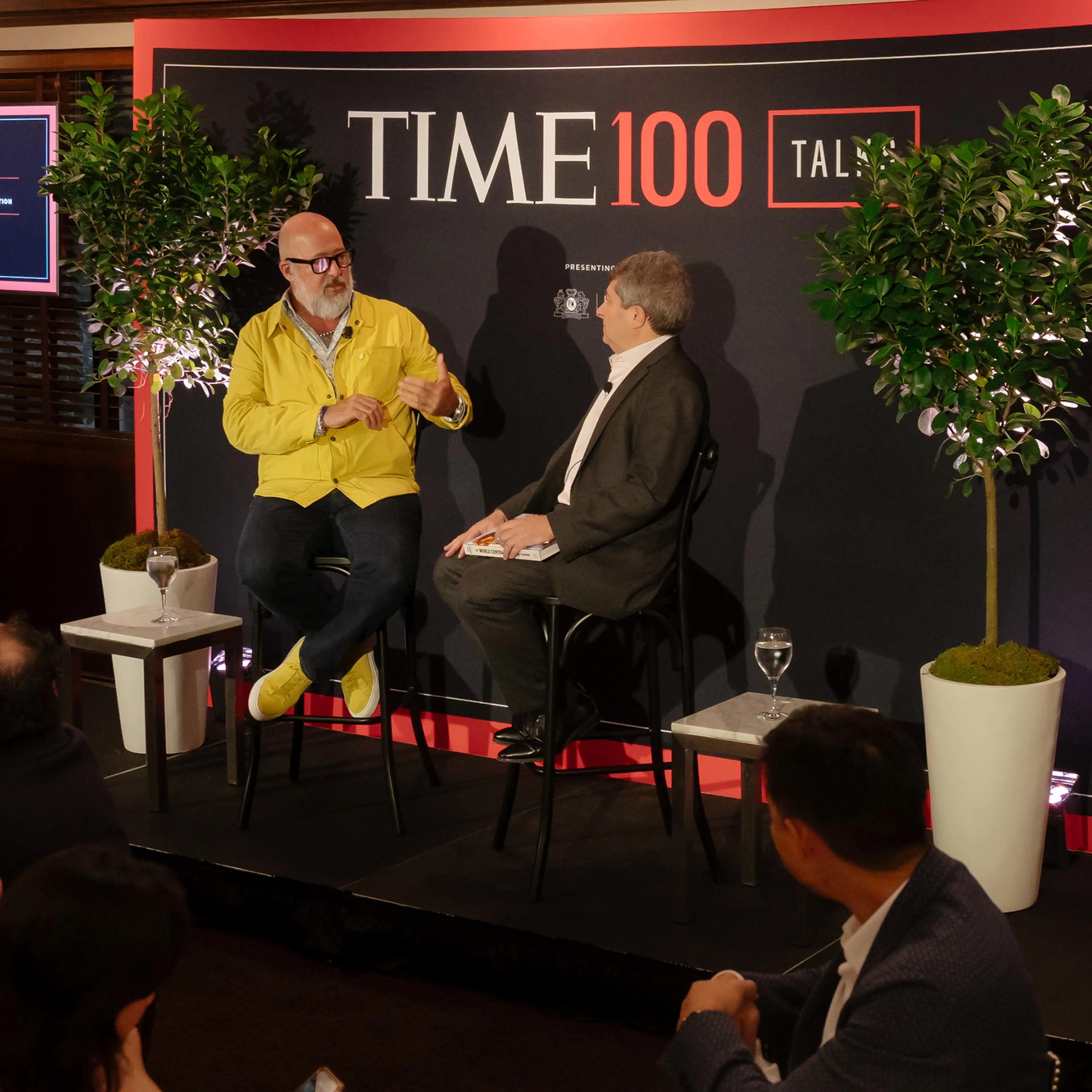 Chef and TV presenter Andrew Zimmern discusses the topic of hunger with Edward Felsenthal in New York City on Sep. 18, 2023.
