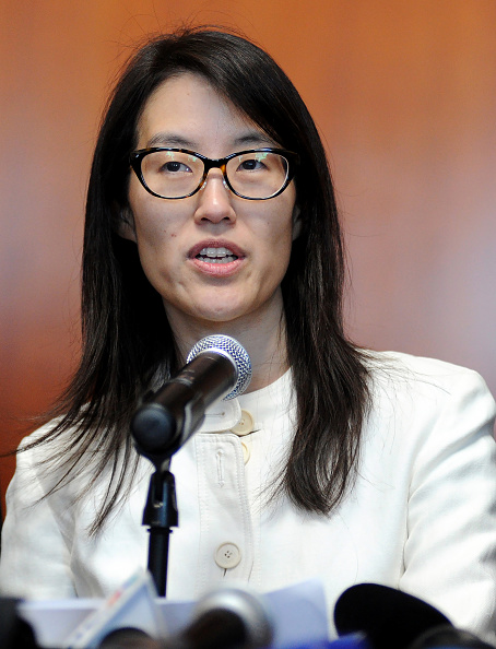 Ellen Pao speaks to the media at the San Francisco Courthouse on March 27, 2015.