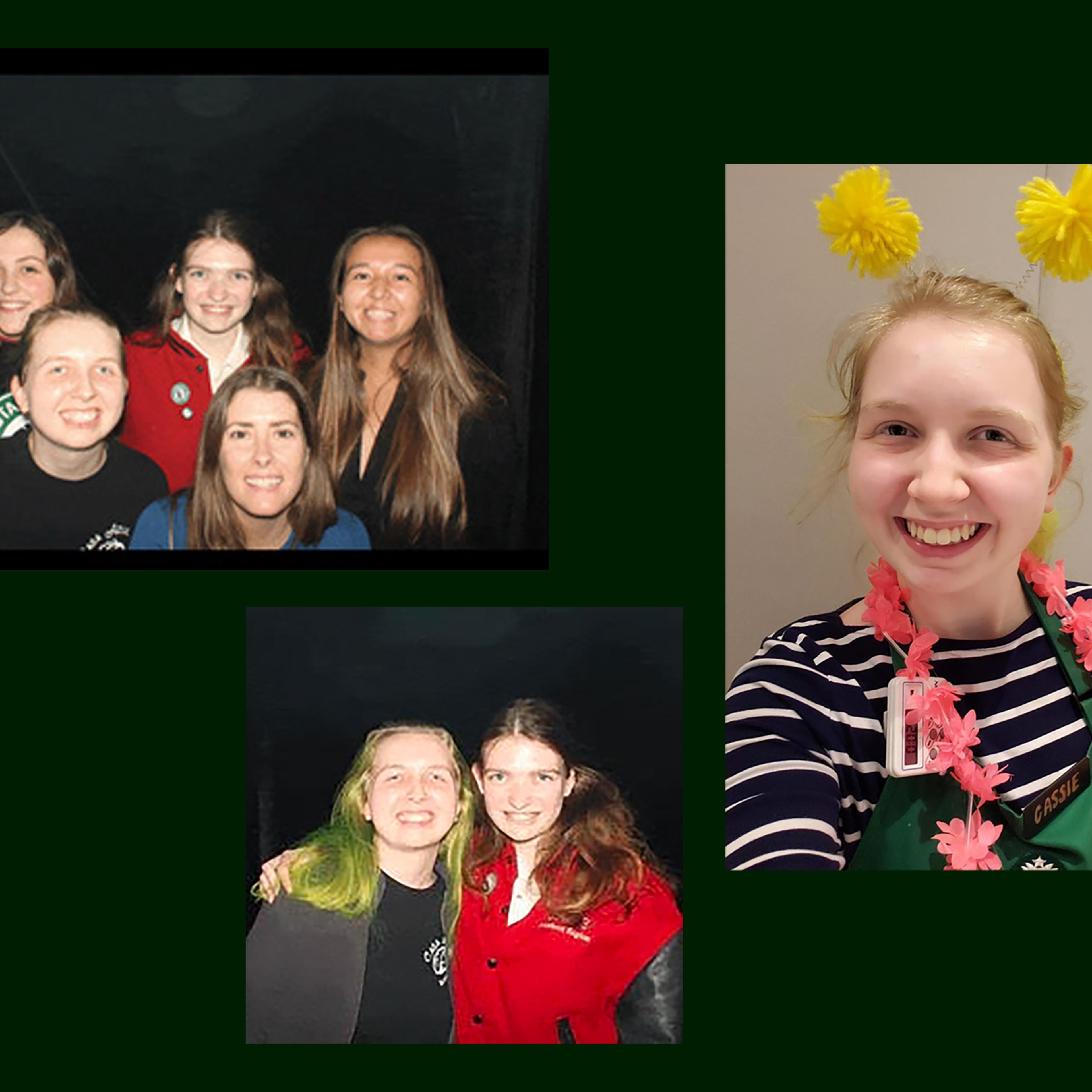 Clockwise: Fleischer with coworkers, Cassie Fleischer, Fleischer and Jaz Brisack