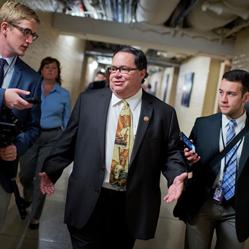 Rep. Blake Farenthold, R-Texas, talks with reporters after a meeting of the House Republican Conference in the Capitol, October 21 2015.