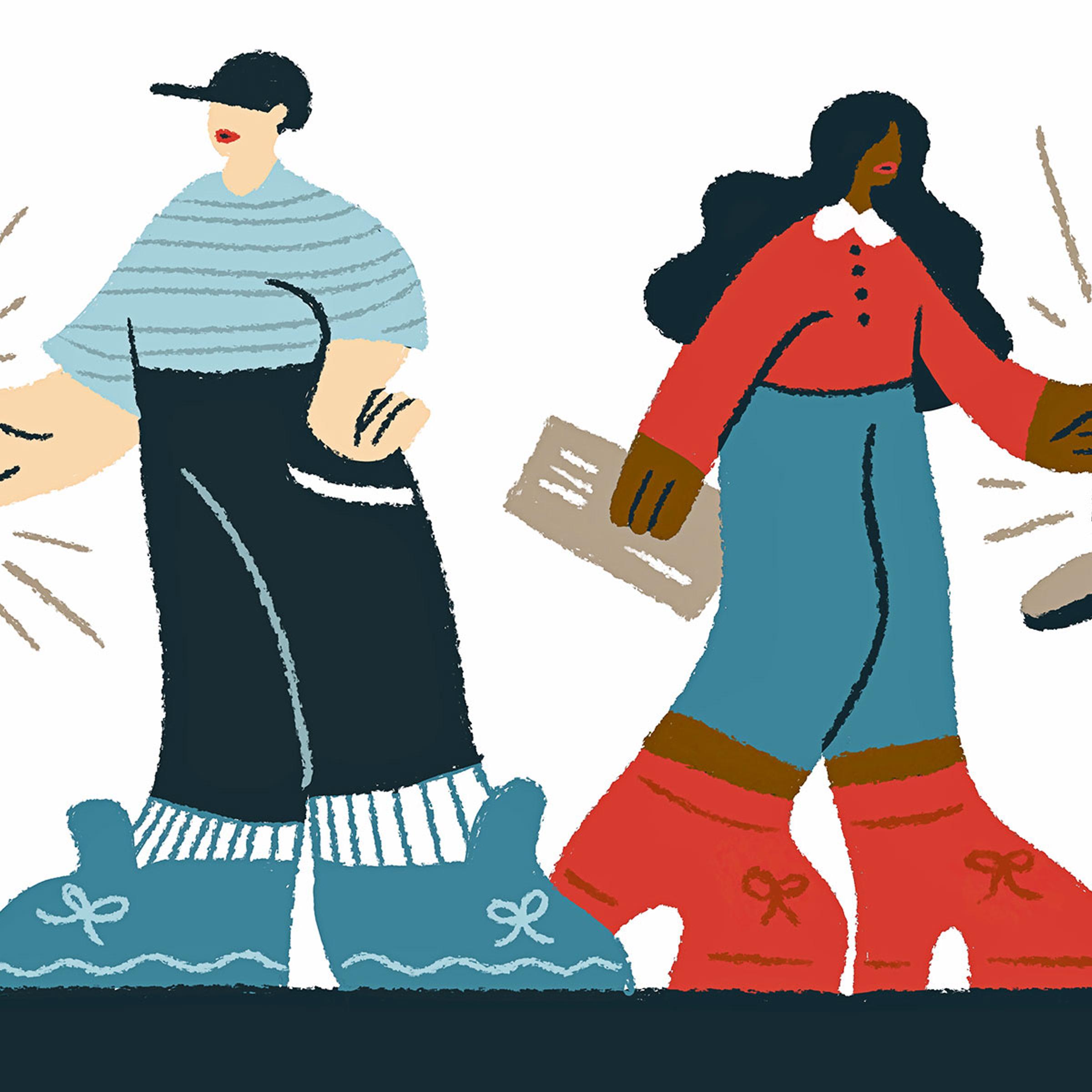 An illustration of two people voting by mail