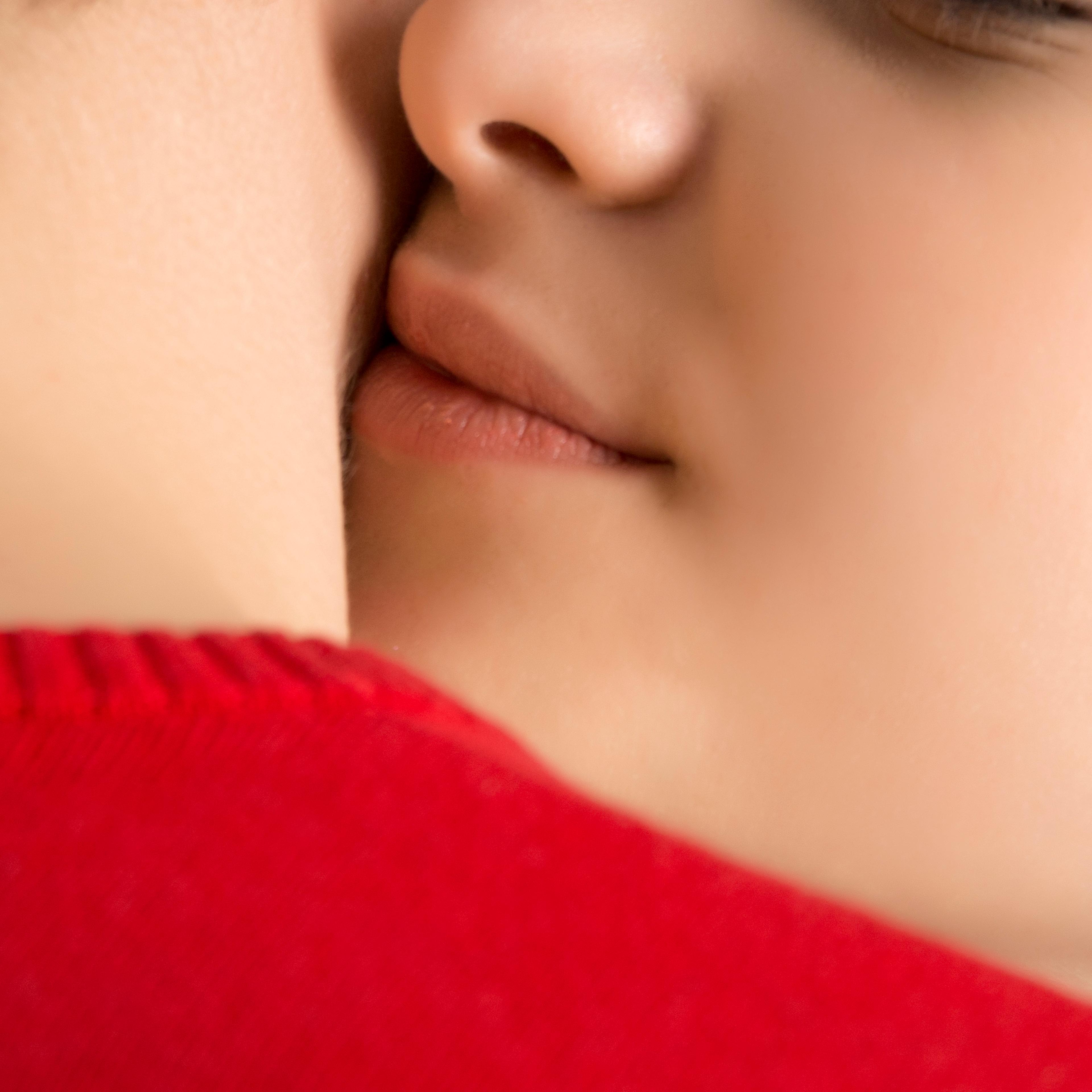 Close-up of a young couple loving