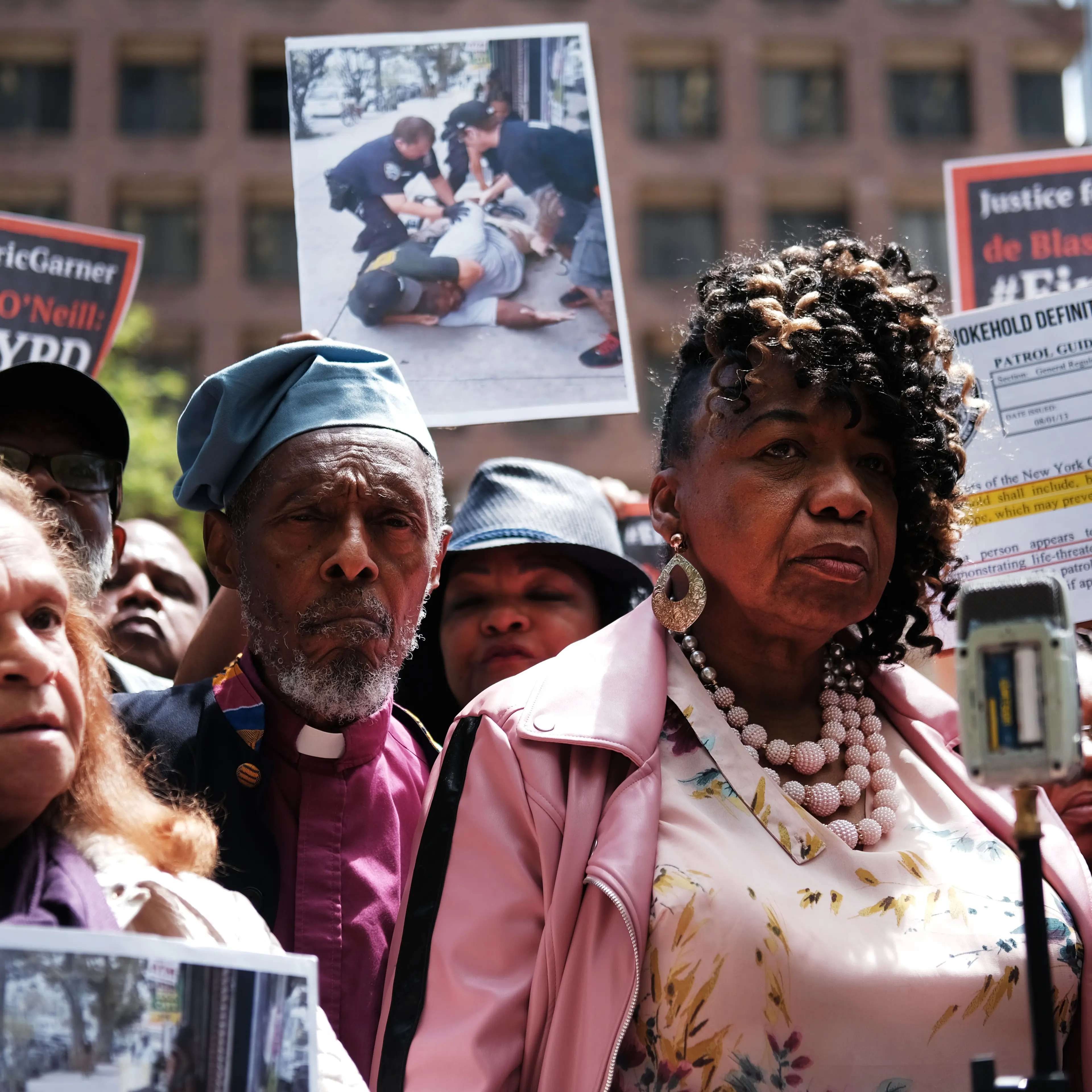 Mother Of Eric Garner Addresses The Media During Trial Of NYPD Officer Pantaleo