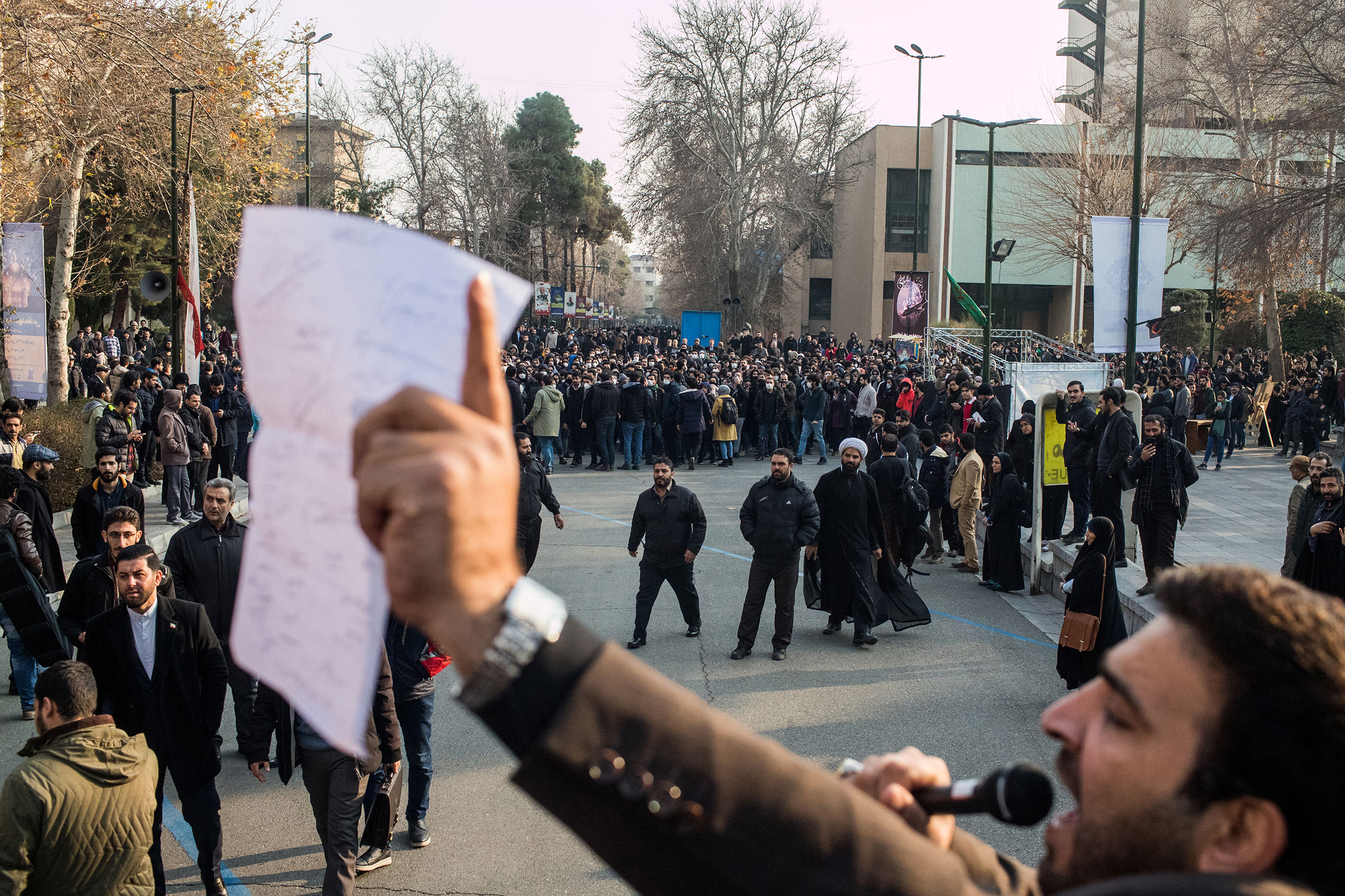 January 14, 2020 - Tehran, Iran: Students protest against the government at Tehran University at the same time when the pro-government students are holding a memorial for Major Gen. Qasem Soleimani in Tehran, Iran.