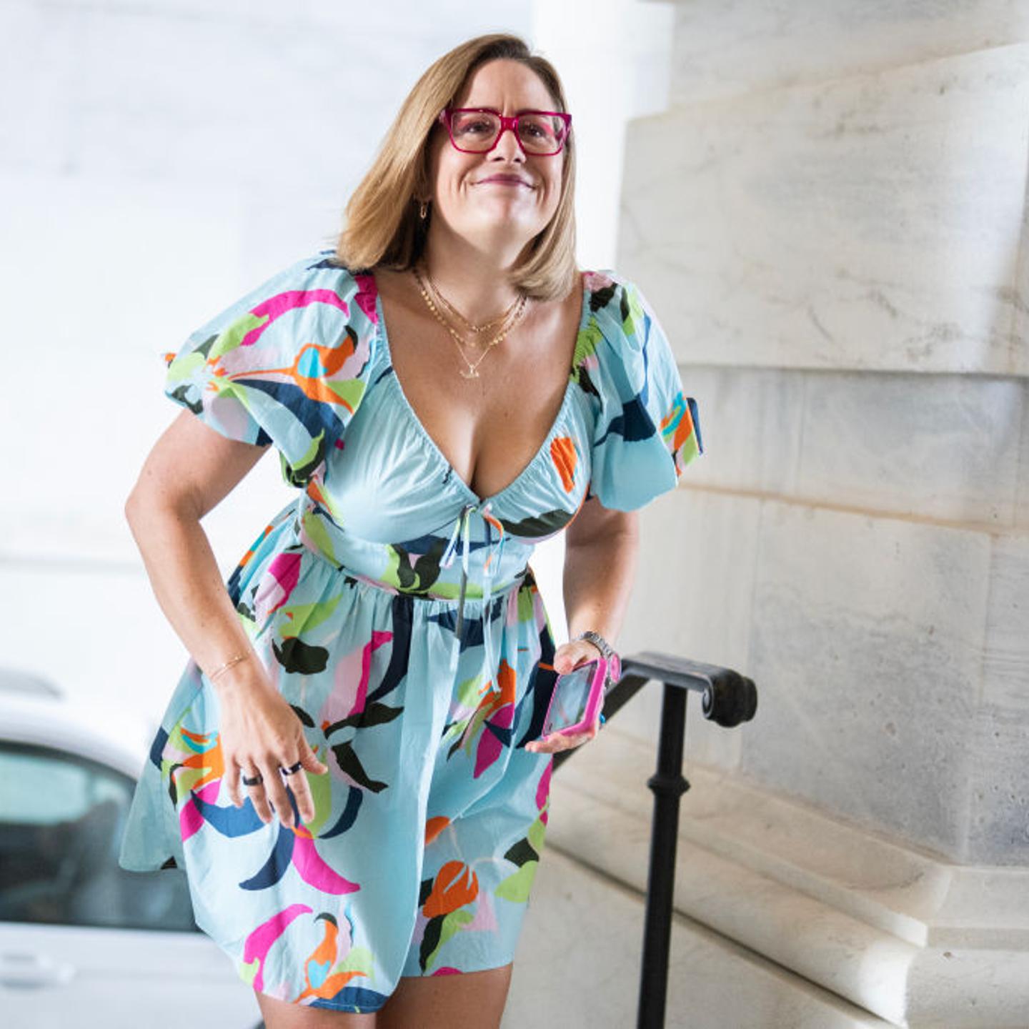 Sen. Kyrsten Sinema, I-Ariz., arrives for a vote in the U.S. Capitol July 8, 2024.