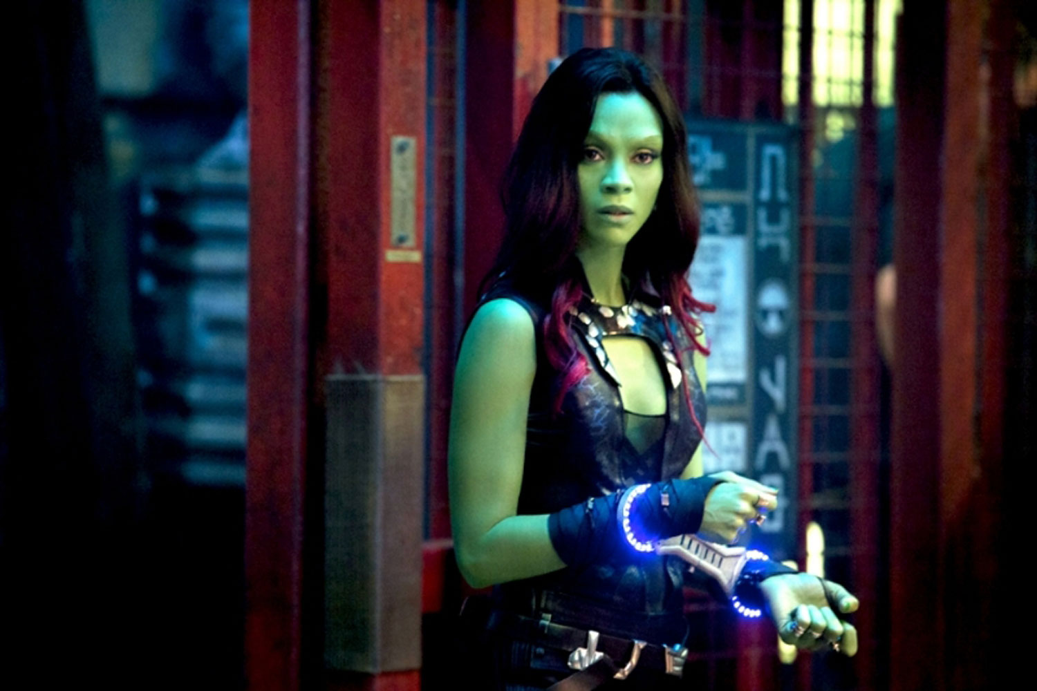 Zoe Saldana as Gamora in Marvel's <em>Guardians of the Galaxy</em>