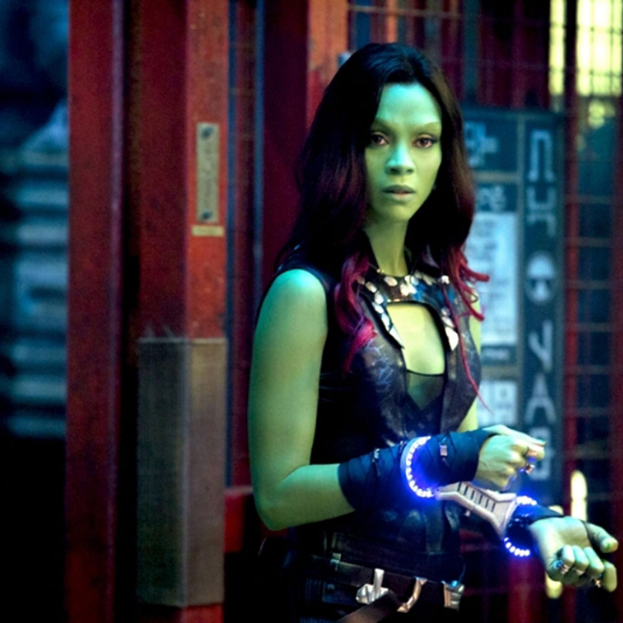 Zoe Saldana as Gamora in Marvel's <em>Guardians of the Galaxy</em>