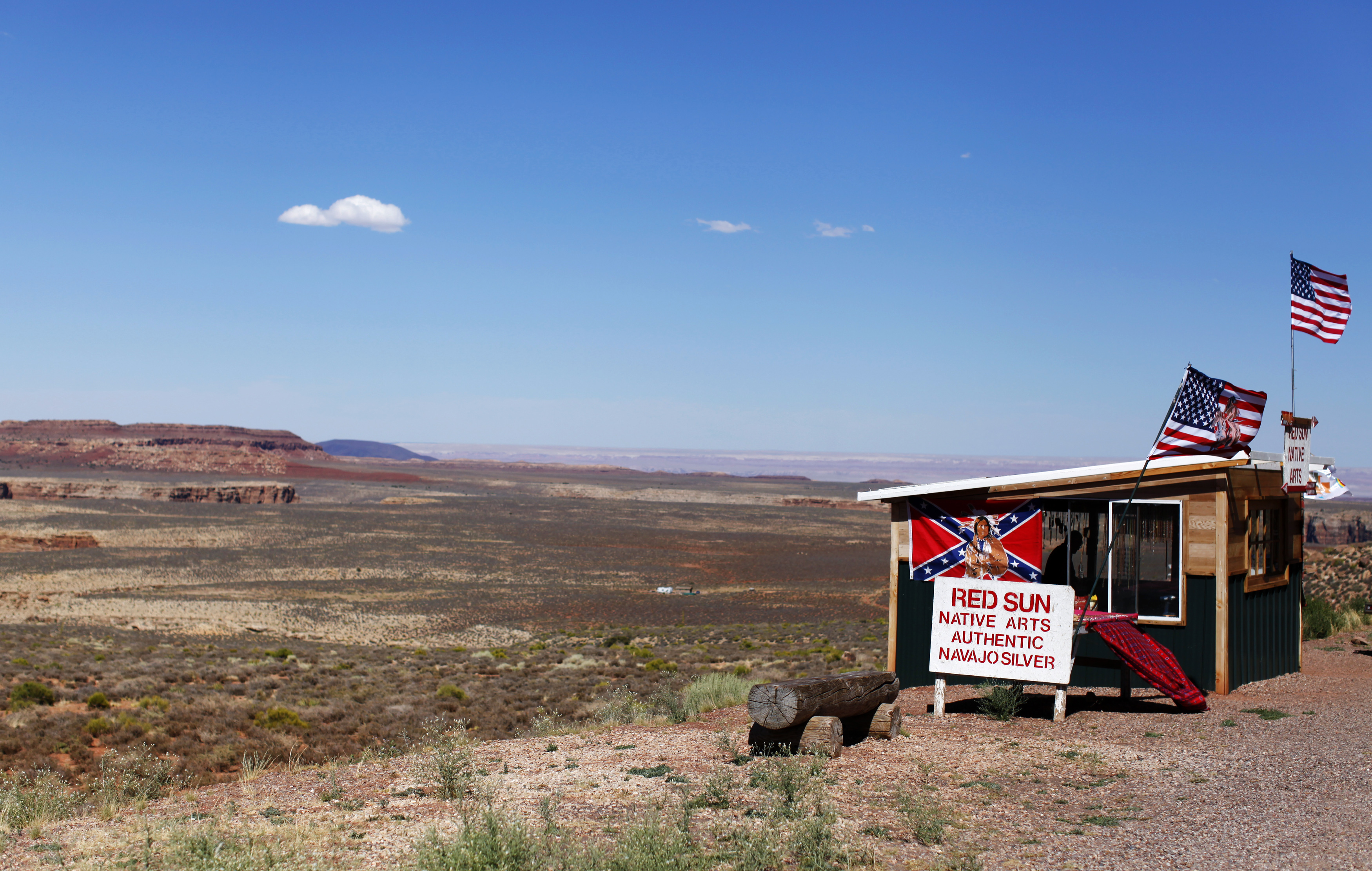 A roadside jewellery stand is pictured on the Navajo Reservation, located next to a remote section of the Grand Canyon near Little Colorado River, Arizona on June 23, 2013.