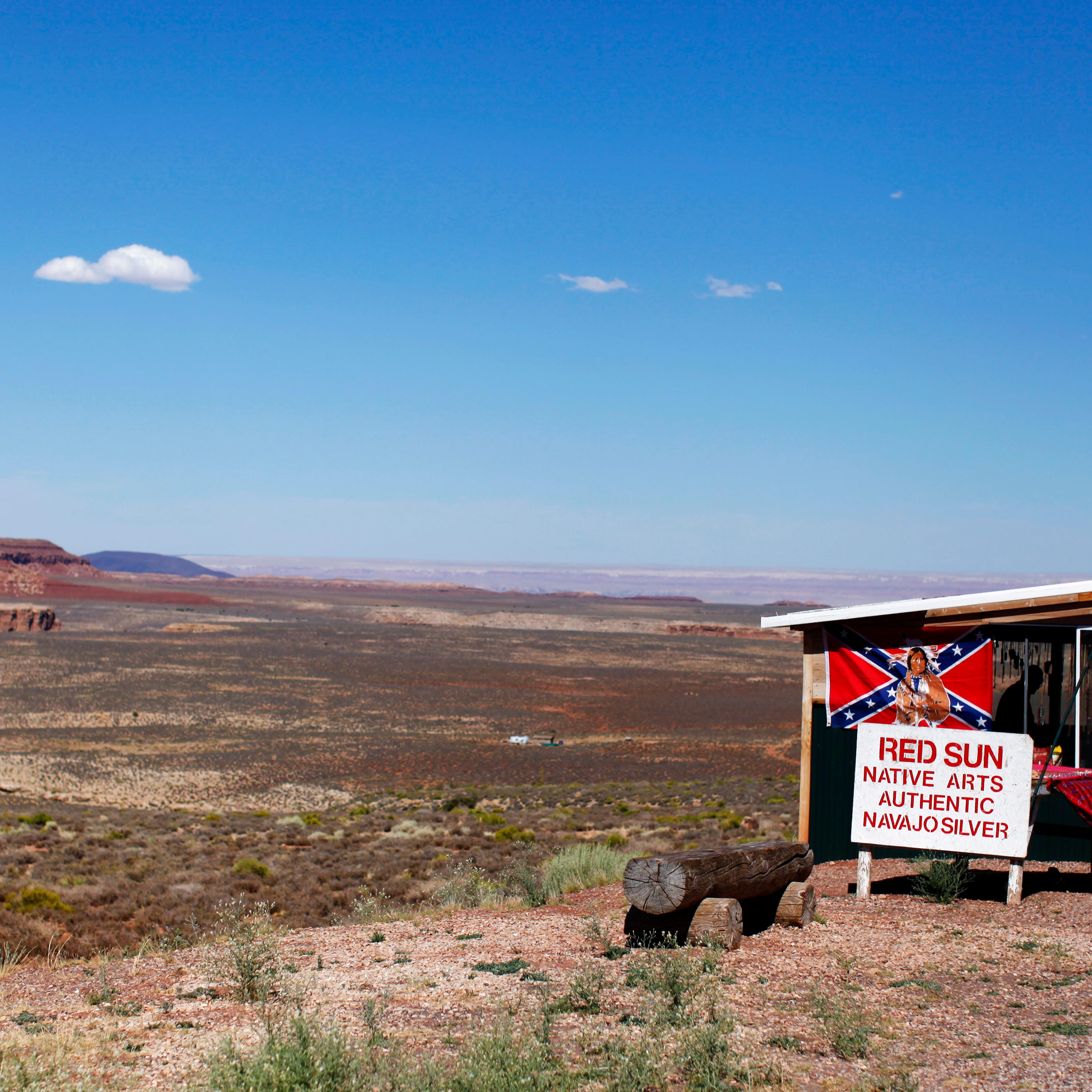A roadside jewellery stand is pictured on the Navajo Reservation, located next to a remote section of the Grand Canyon near Little Colorado River, Arizona on June 23, 2013.