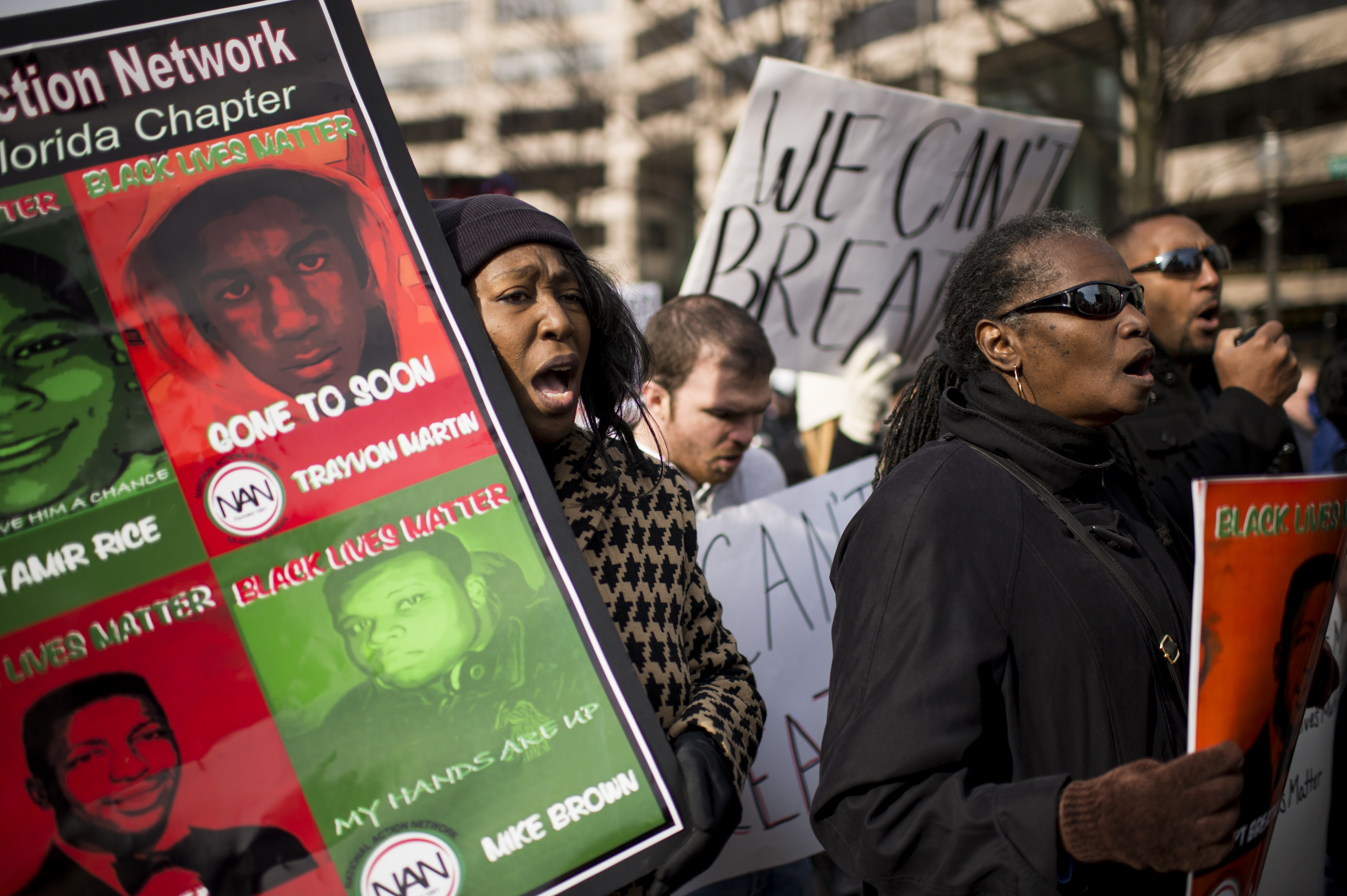Thousands of protesters participate in the 'Justice For All' march against police violence on Pennsylvania Avenue in Washington on Dec. 13, 2014.
