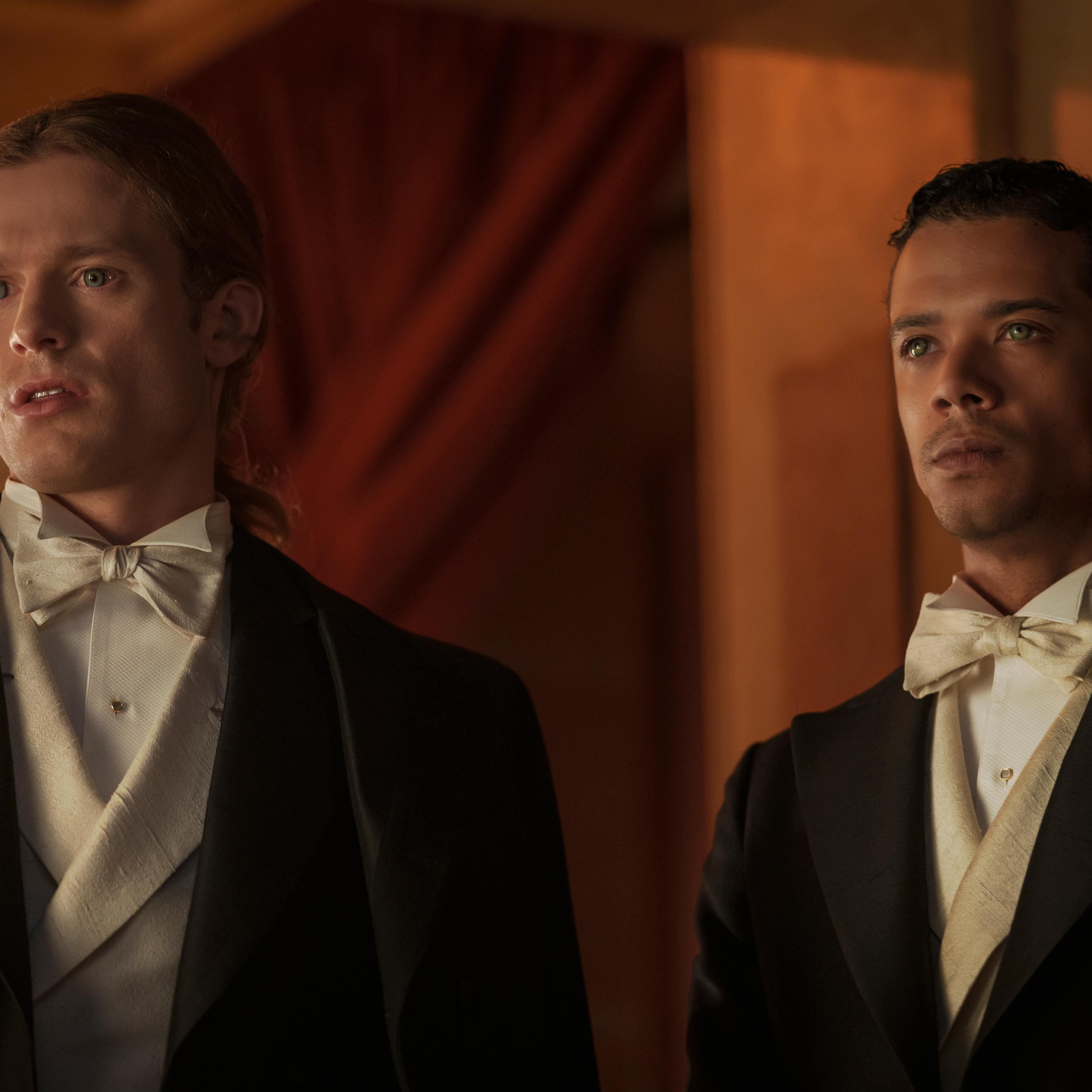 Sam Reid as Lestat Du Lioncourt and Jacob Anderson as Louis De Pointe Du Lac - Interview with the Vampire _ Season 1, Episode 2 - Photo Credit: Michele K. Short/Sony Pictures Television/AMC