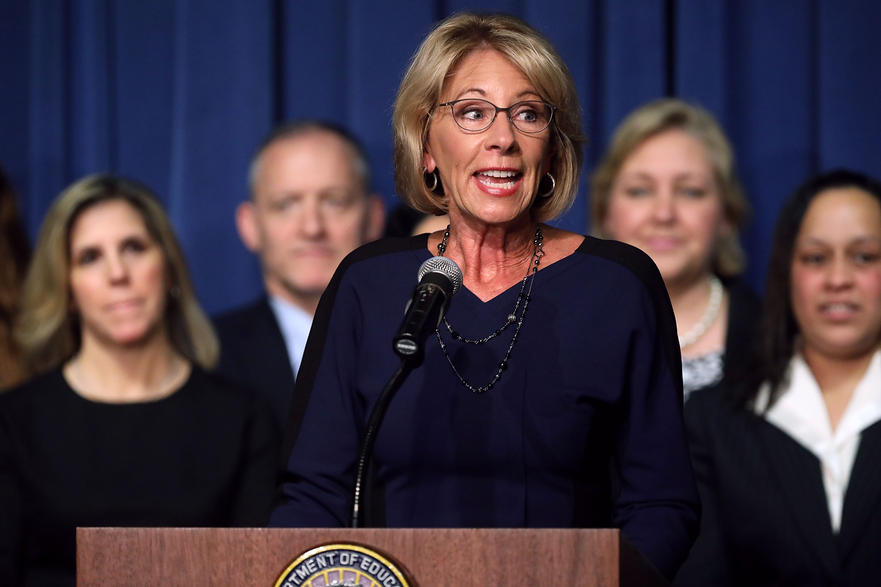 Newly Sworn-In Education Secretary Betsy DeVos Addresses Staff At The Education Department