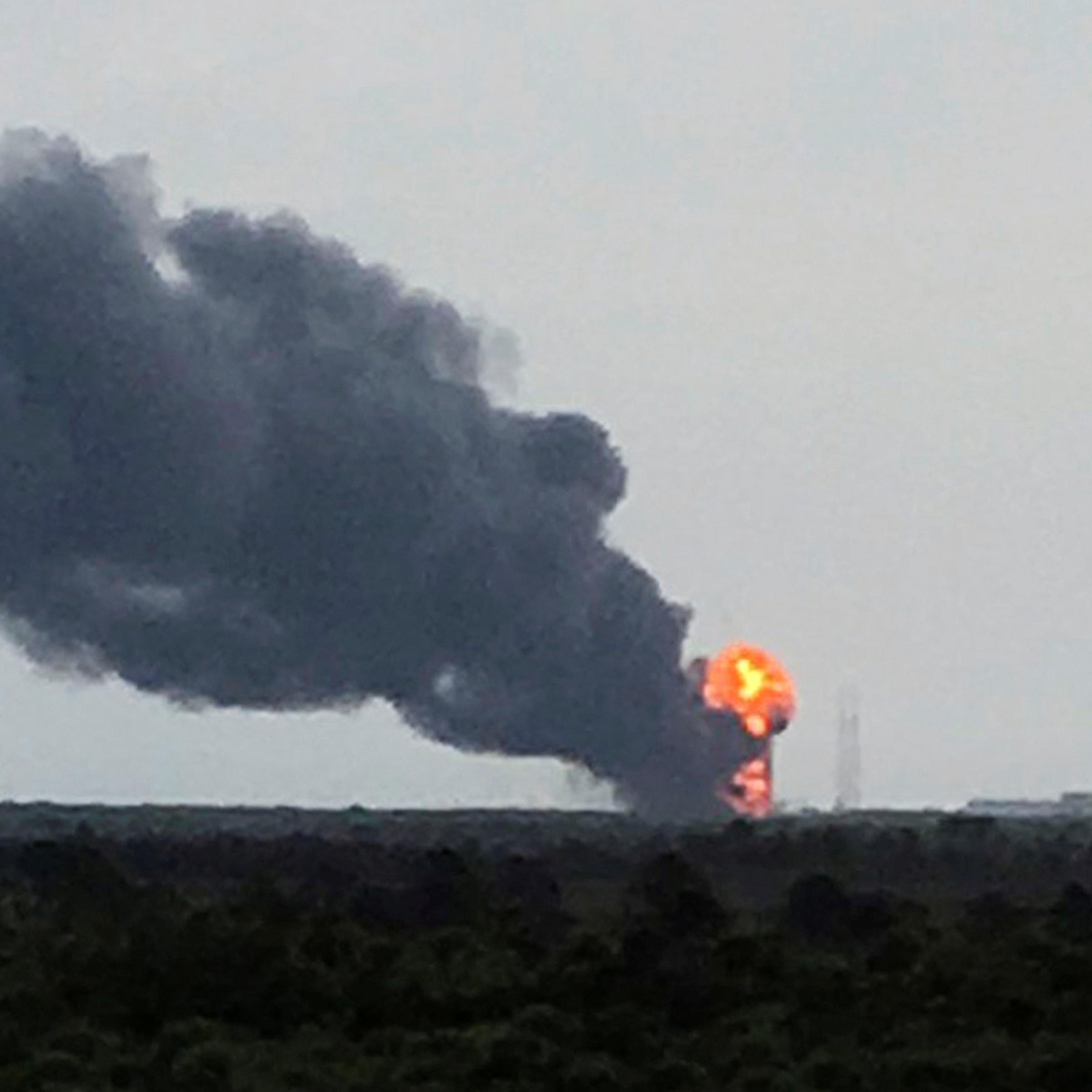 An explosion on the launch site of a SpaceX Falcon 9 rocket is shown in Cape Canaveral, Florida Sept. 1, 2016.