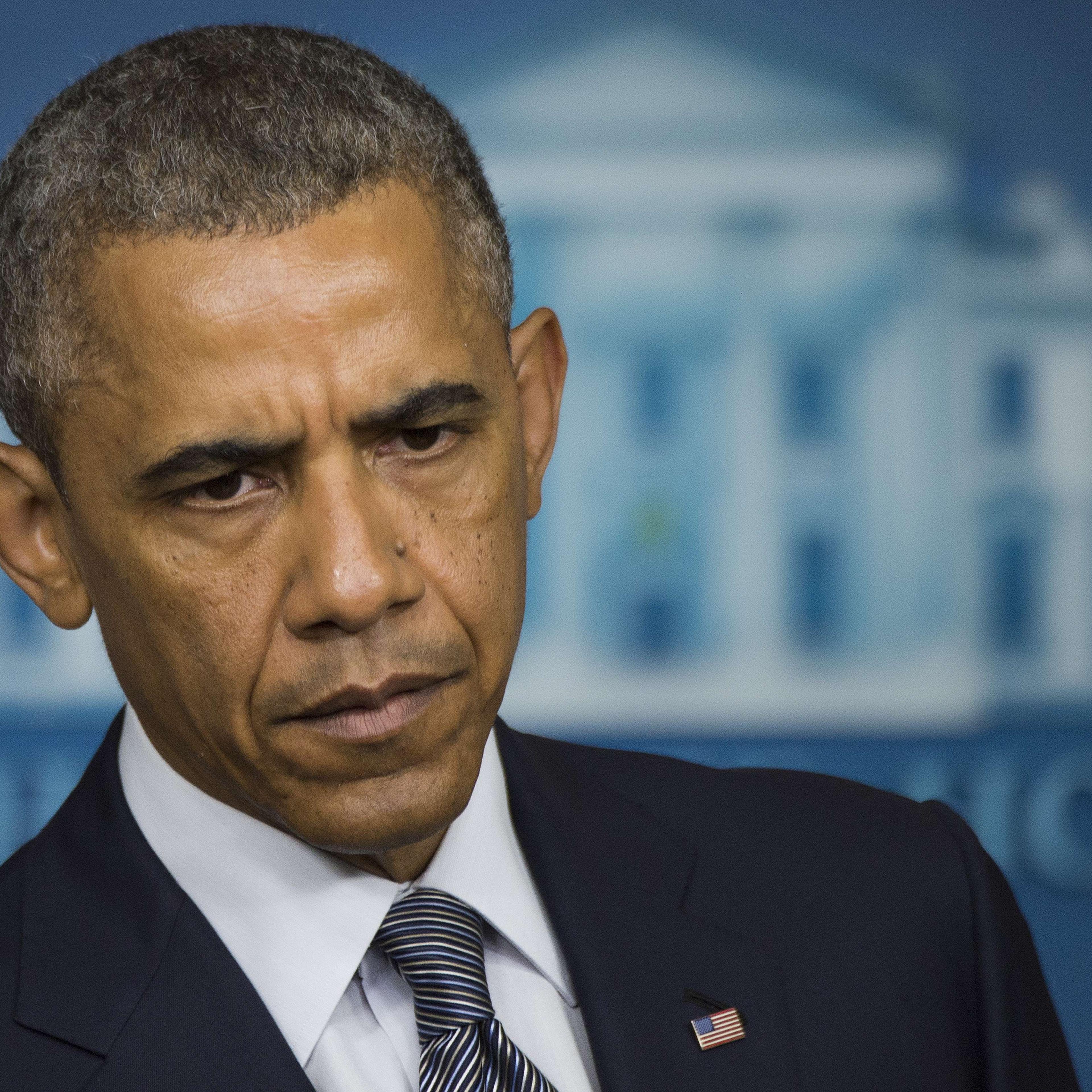 US President Barack Obama makes a statement on Ukraine from the Brady Press Briefing Room at the White House in Washington on July 18, 2014.