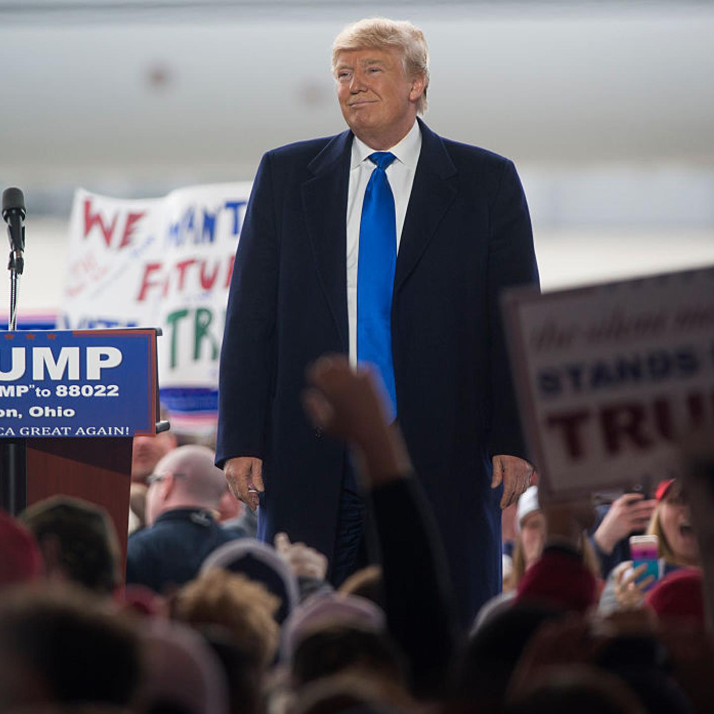Donald Trump speaks at a campaign rally on March 12 in Vandailia, Ohio.