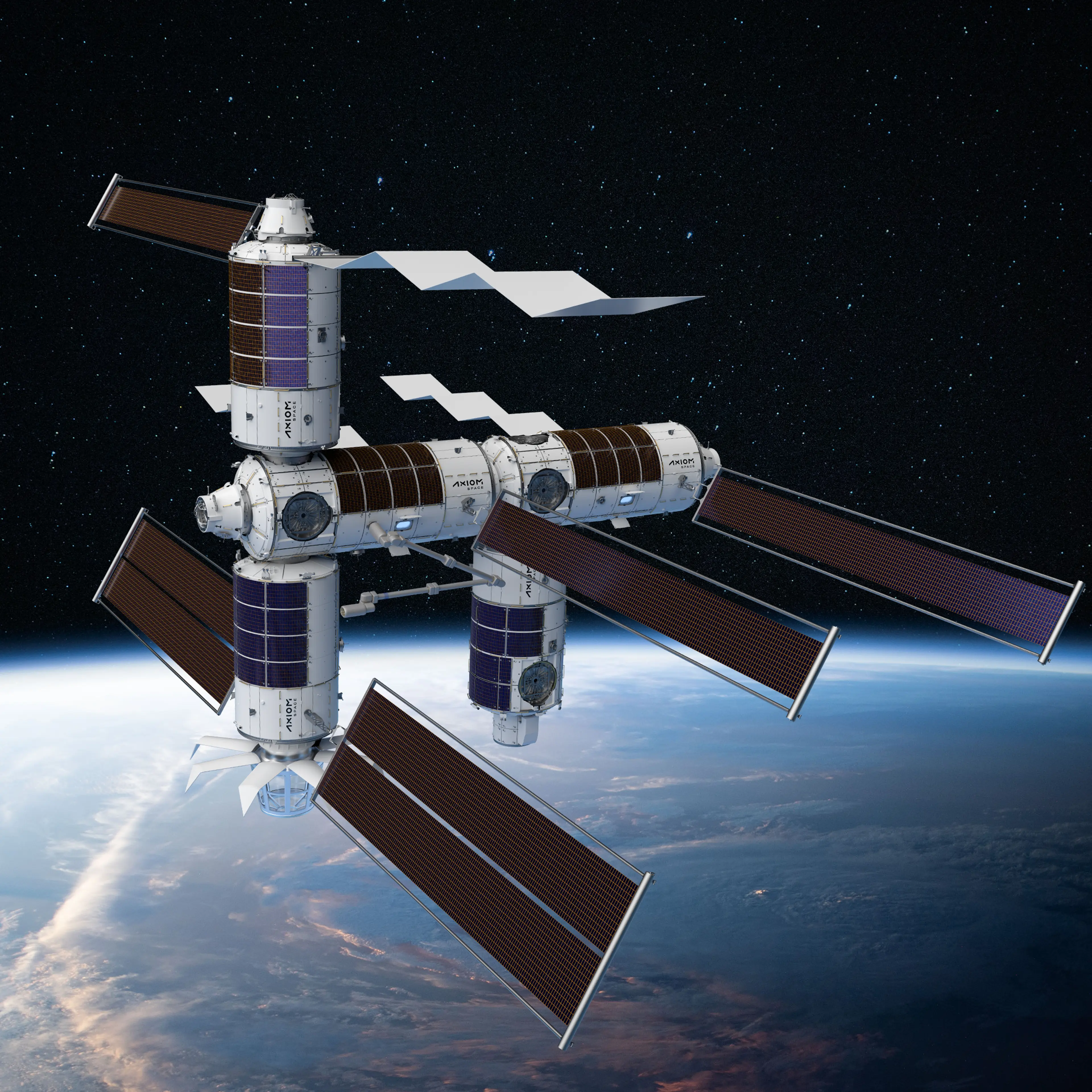 An artist's rendering of the Axiom station in orbit