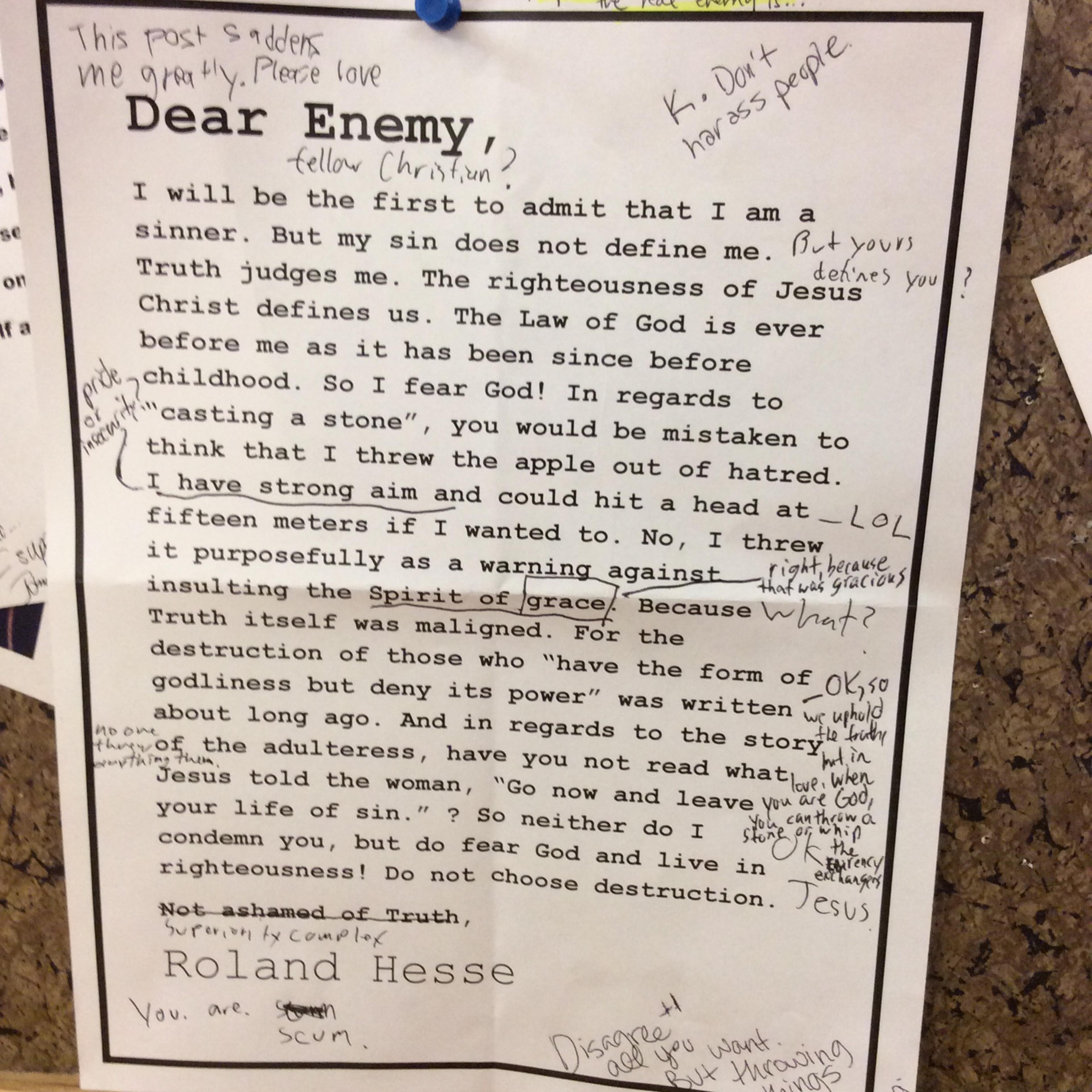 Wheaton Forum Wall Bulletin Board Gay Student