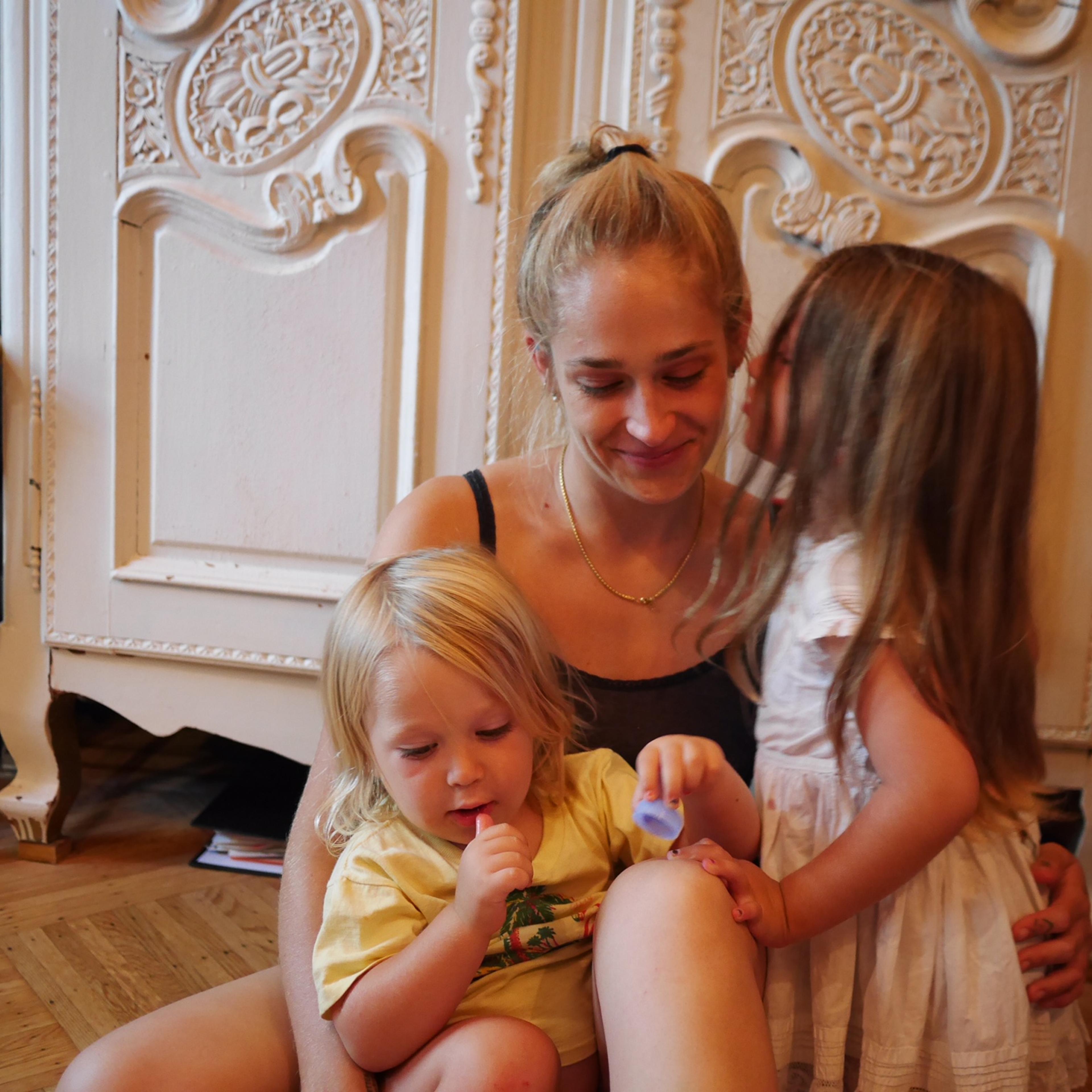 Kirke, 30, at home in Brooklyn with her children, Memphis, 2, and Rafa, 5
