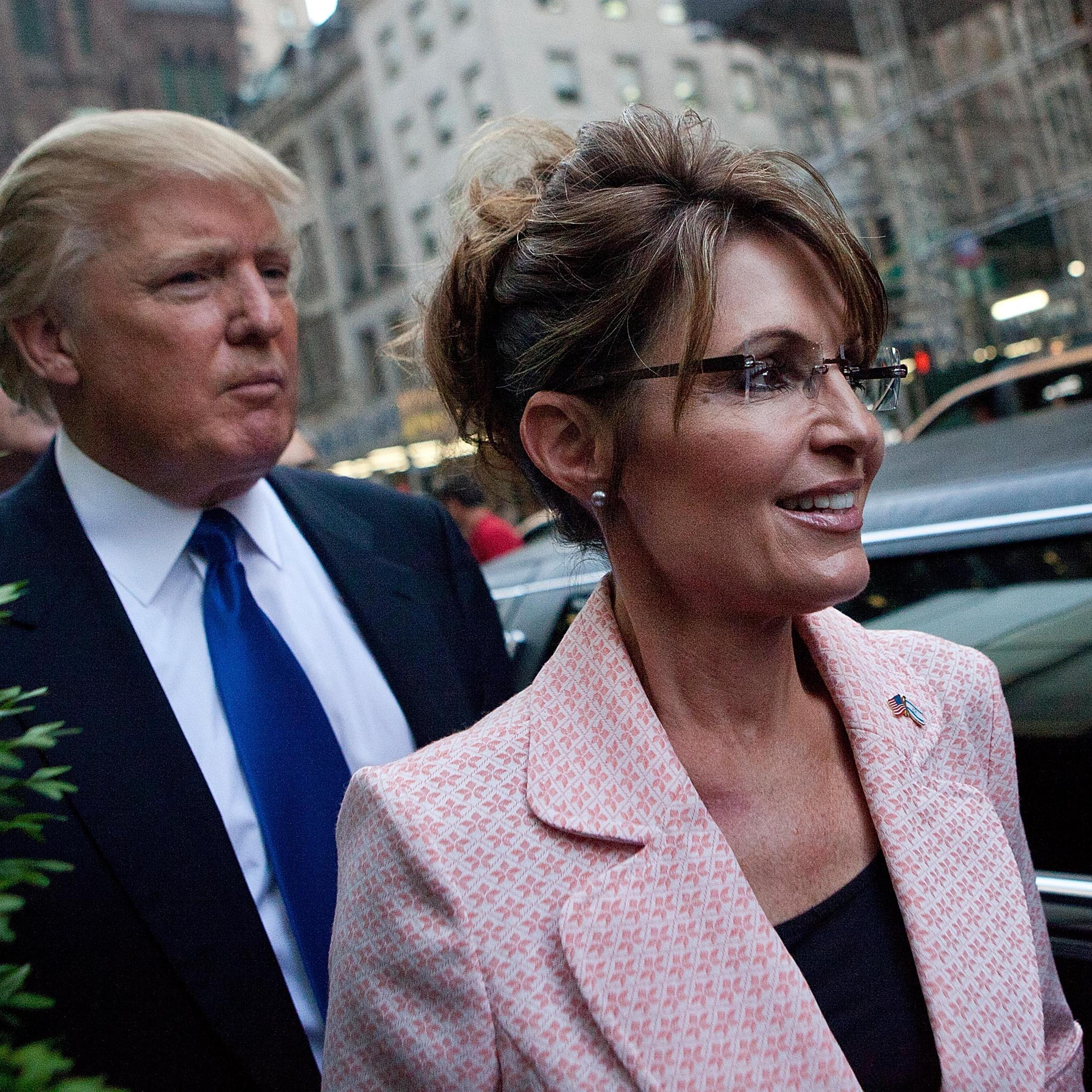 Sarah Palin Meets With Donald Trump In New York During Her Bus Tour