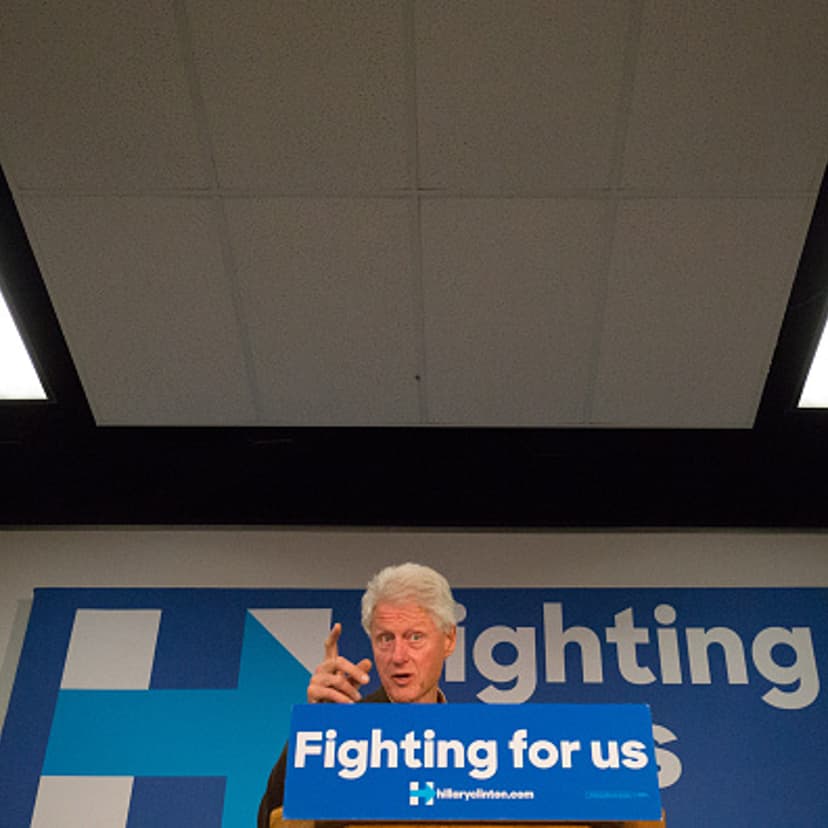 Former U.S. President Bill Clinton speaks at a campaign event for his wife, Democratic presidential candidate and former U.S. Secretary of State Hillary Clinton, at Marshalltown Community College on January 15, 2016 in Marshalltown, Iowa.