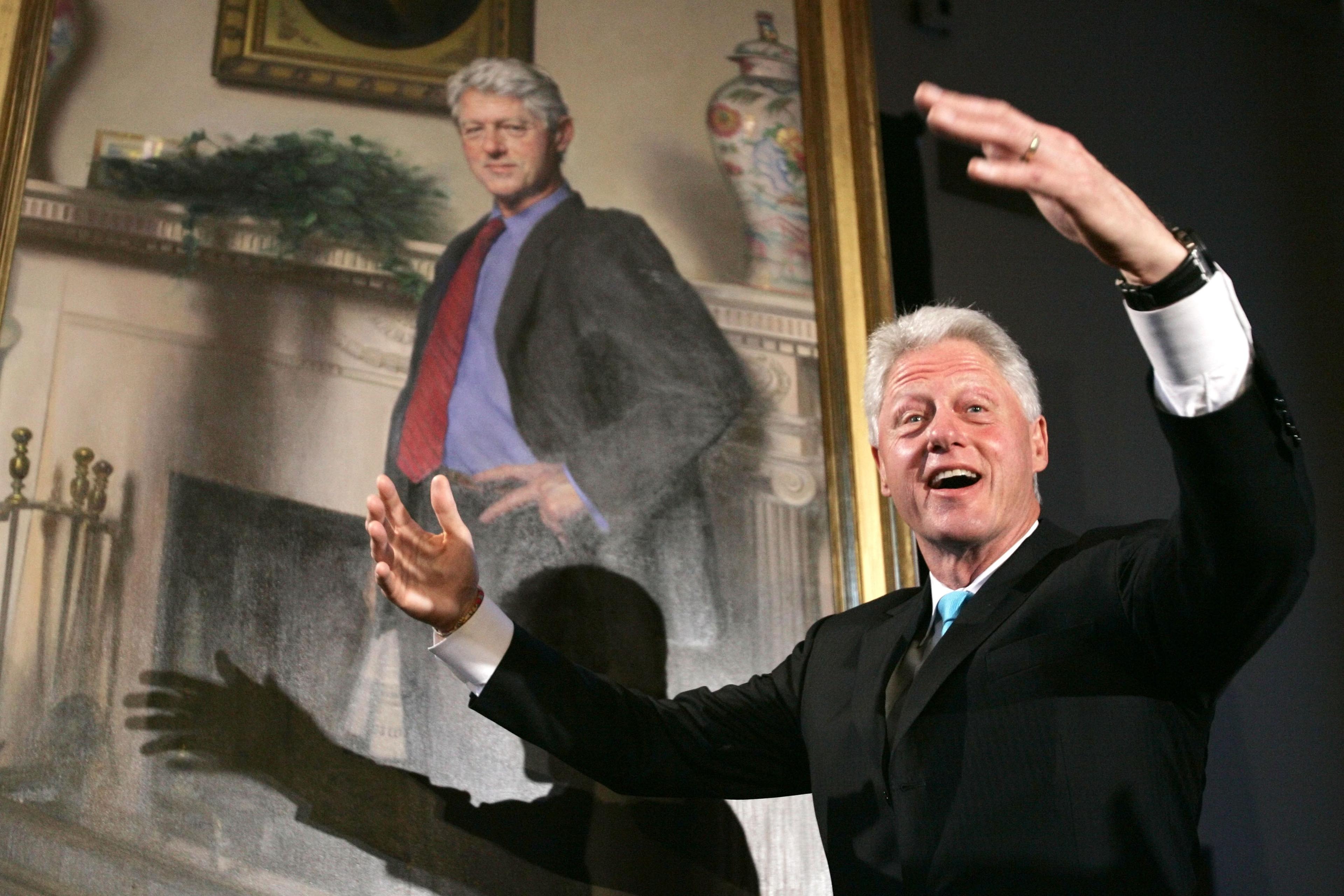 bill clinton red dress portrait Clinton's Portrait Artist Reveals Symbolic Nod to Lewinsky Affair