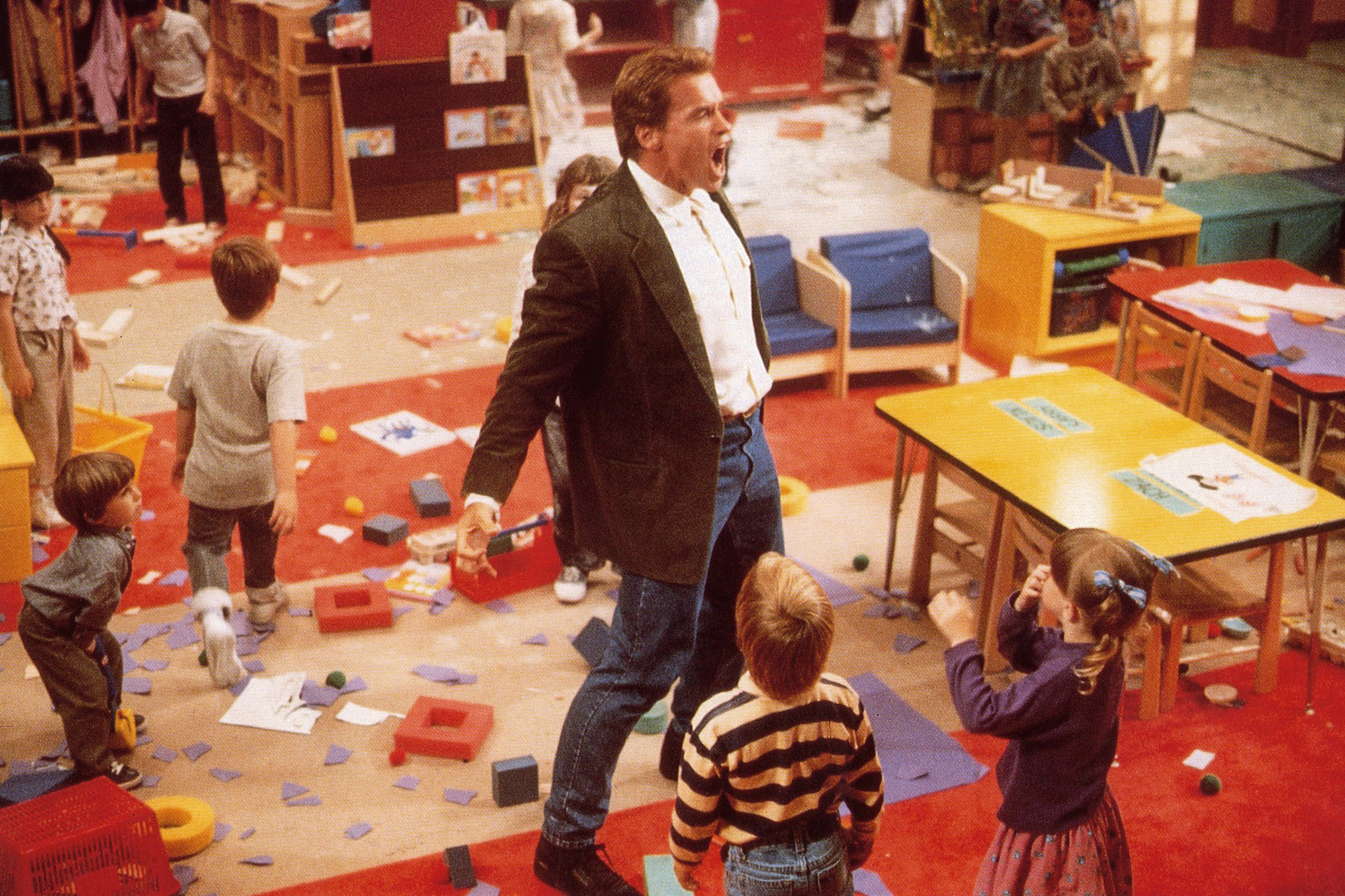 KINDERGARTEN COP, Arnold Schwarzenegger, 1990, © Universal/courtesy Everett Collection